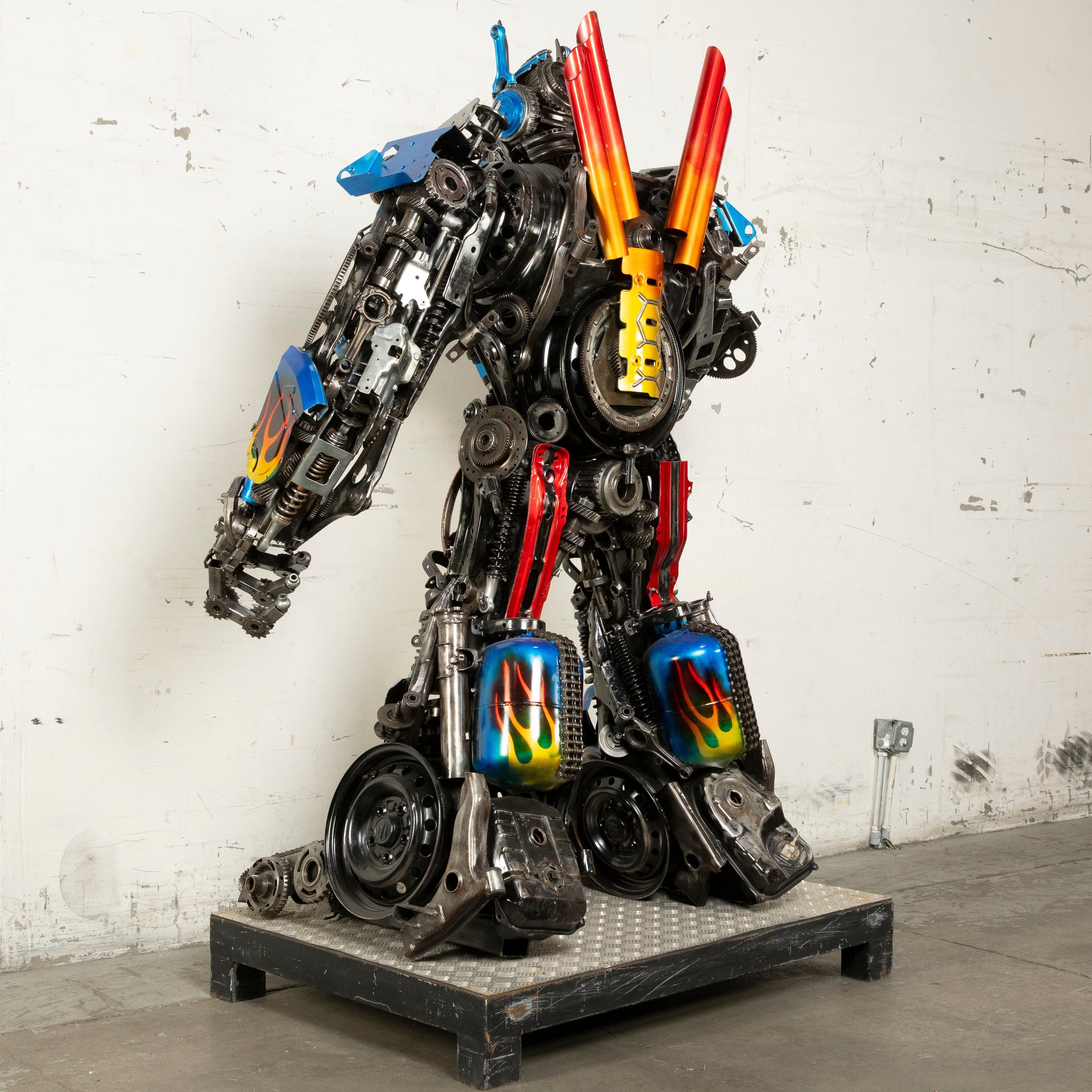 Kalifano Recycled Metal Art 79" Optimus Prime Inspired Recycled Metal Art Sculpture RMS-OP200-S30