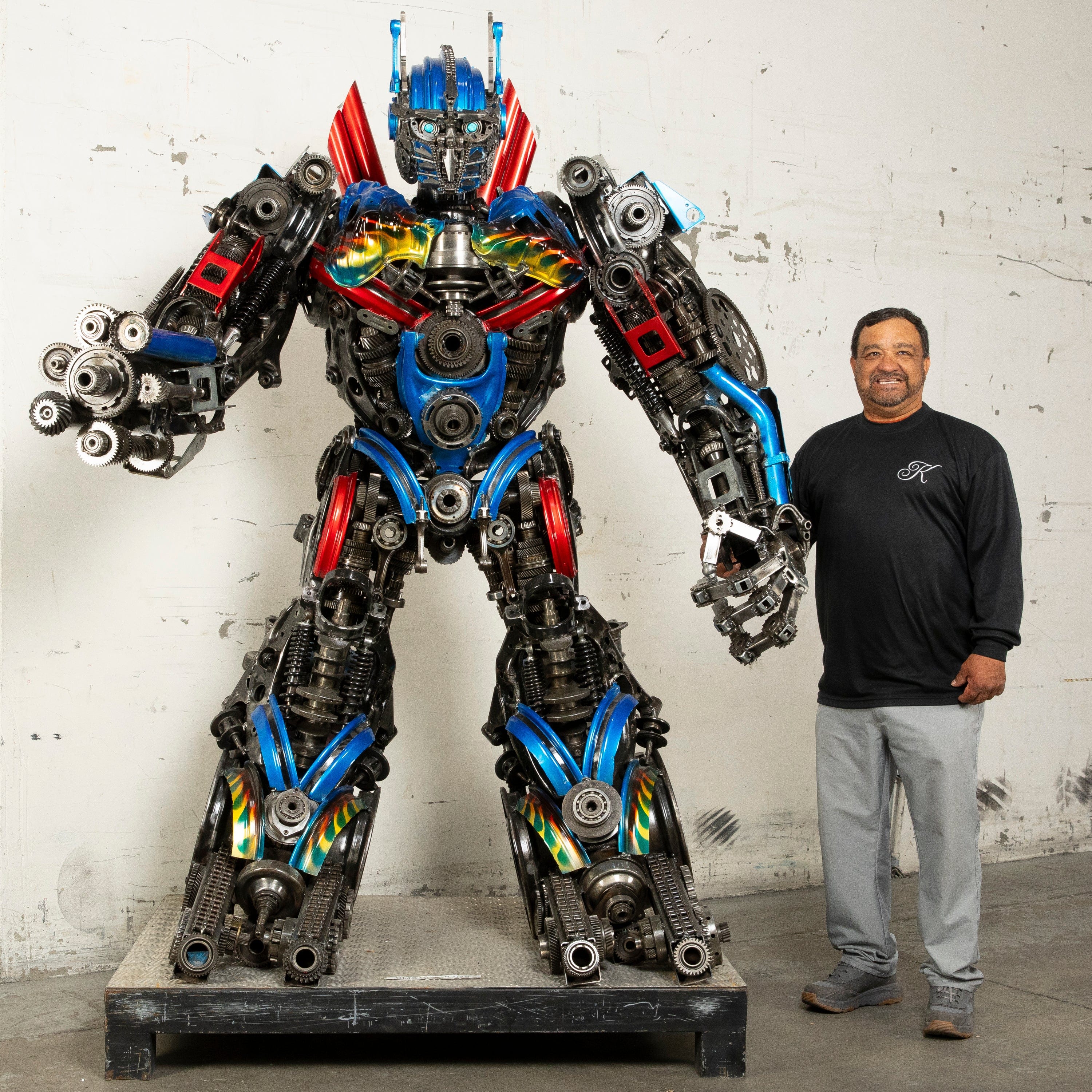 Kalifano Recycled Metal Art 79" Optimus Prime Inspired Recycled Metal Art Sculpture RMS-OP200-S30