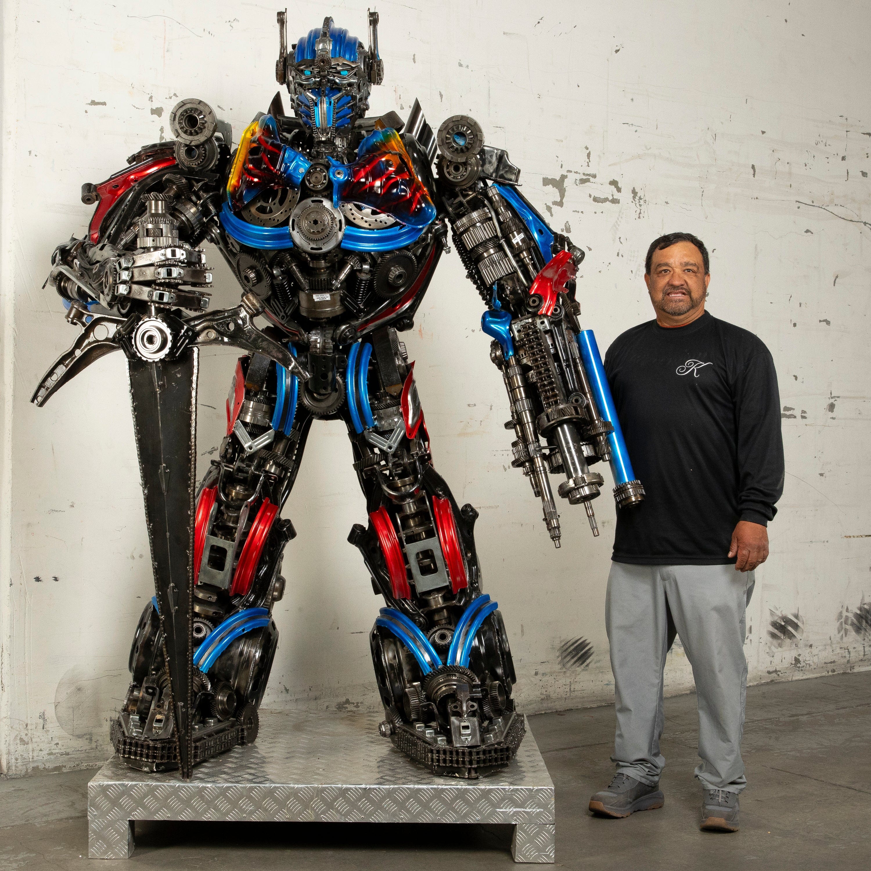 Kalifano Recycled Metal Art 79" Optimus Prime Inspired Recycled Metal Art Sculpture RMS-OP200-S31