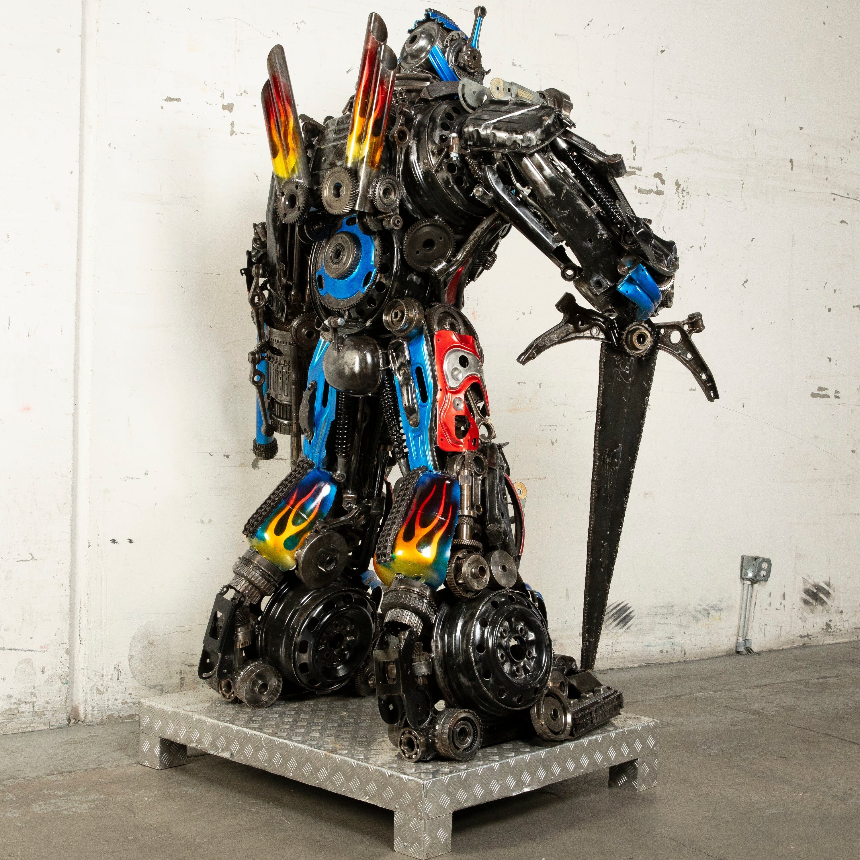 Kalifano Recycled Metal Art 79" Optimus Prime Inspired Recycled Metal Art Sculpture RMS-OP200-S31