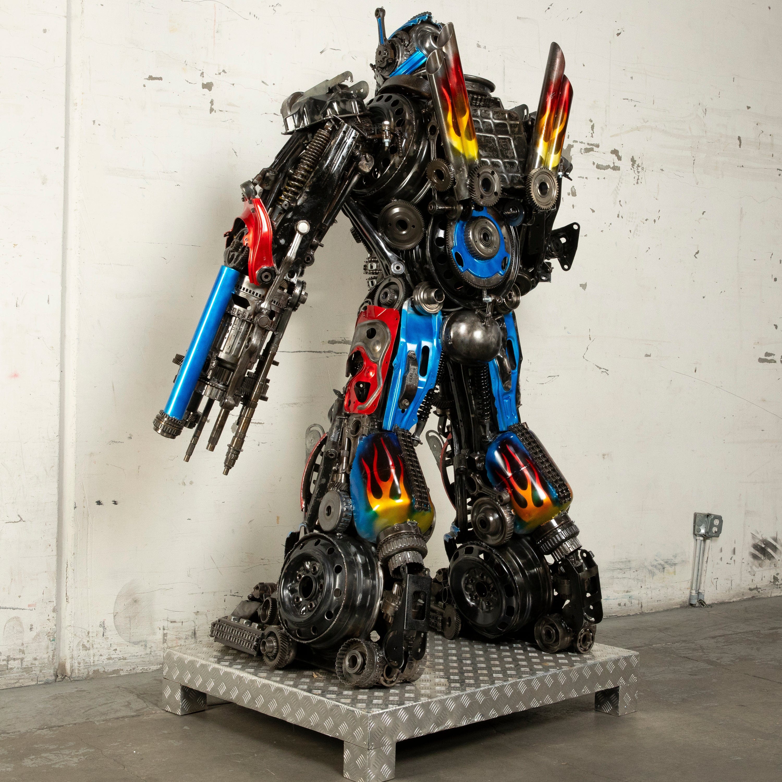 Kalifano Recycled Metal Art 79" Optimus Prime Inspired Recycled Metal Art Sculpture RMS-OP200-S31