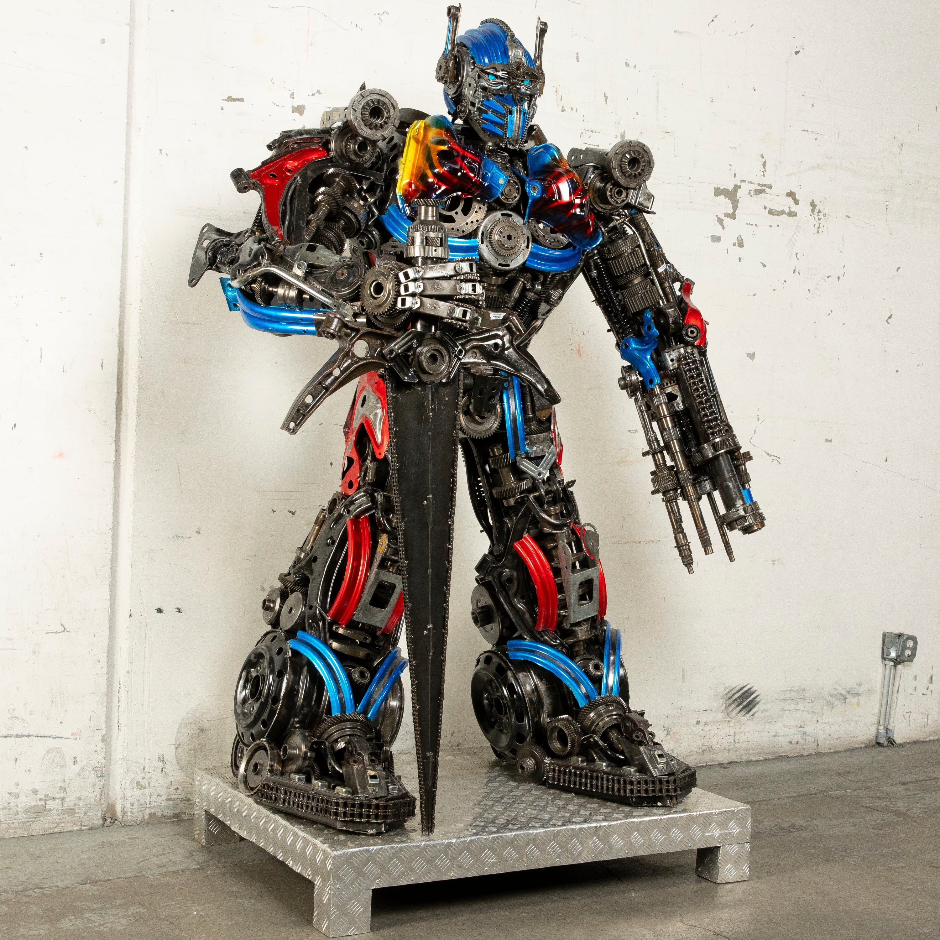 Kalifano Recycled Metal Art 79" Optimus Prime Inspired Recycled Metal Art Sculpture RMS-OP200-S31