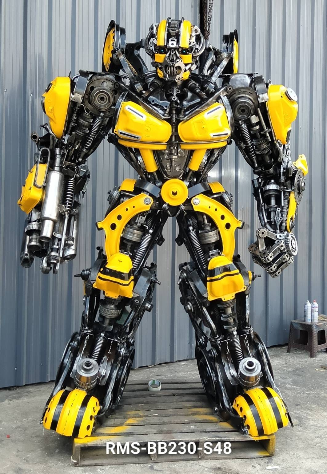 Kalifano Recycled Metal Art 91" Bumblebee Inspired Recycled Metal Art Sculpture RMS-BB230-S48
