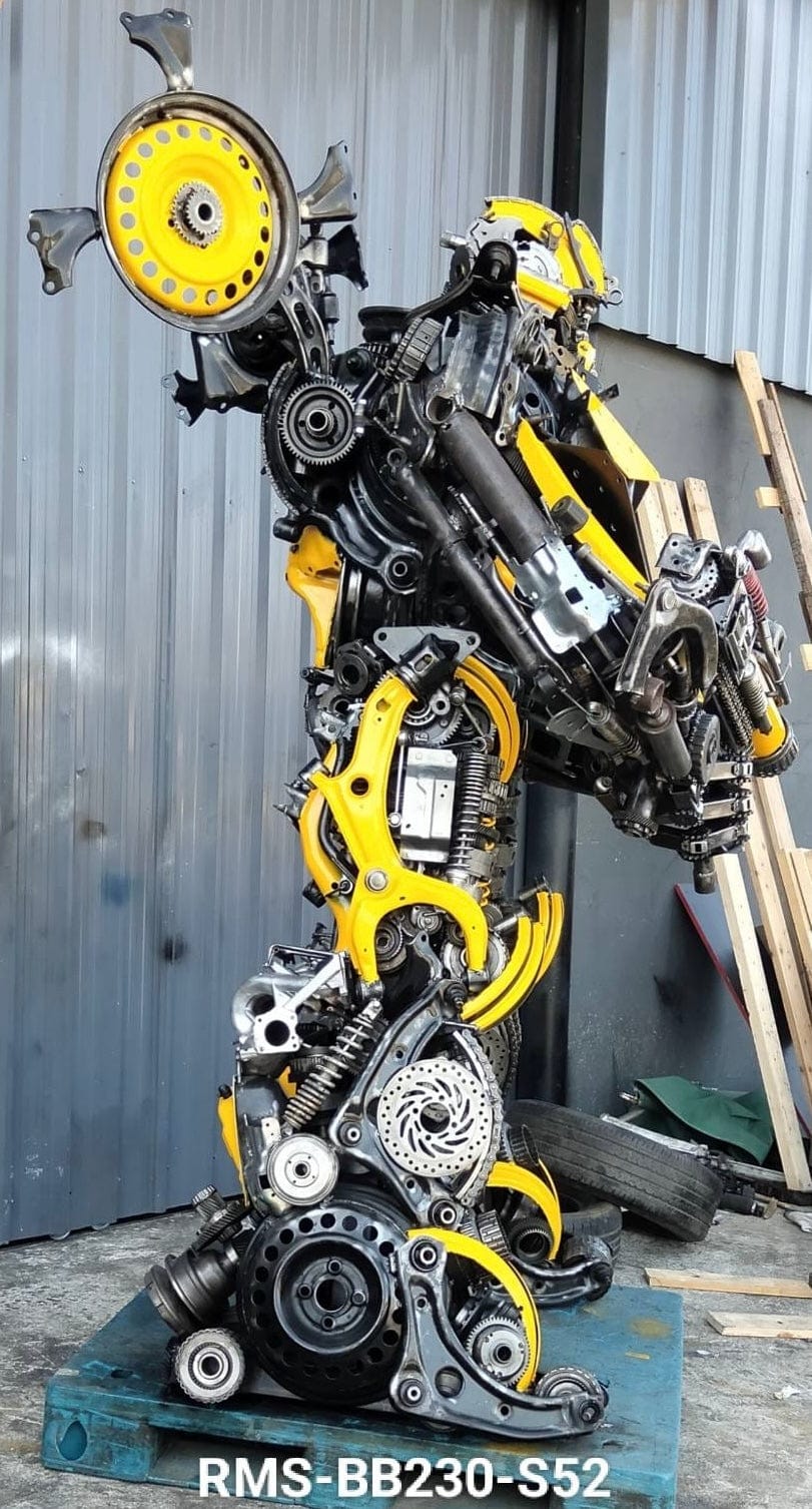 Kalifano Recycled Metal Art 91" Bumblebee Inspired Recycled Metal Art Sculpture RMS-BB230-S52