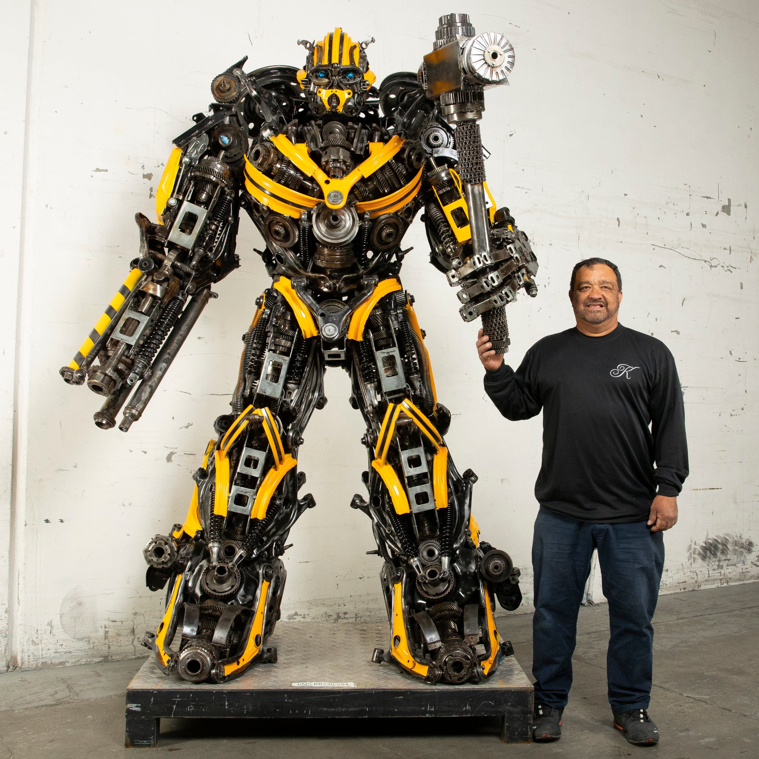 Kalifano Recycled Metal Art 91" Bumblebee Inspired Recycled Metal Art Sculpture RMS-BB230-S54