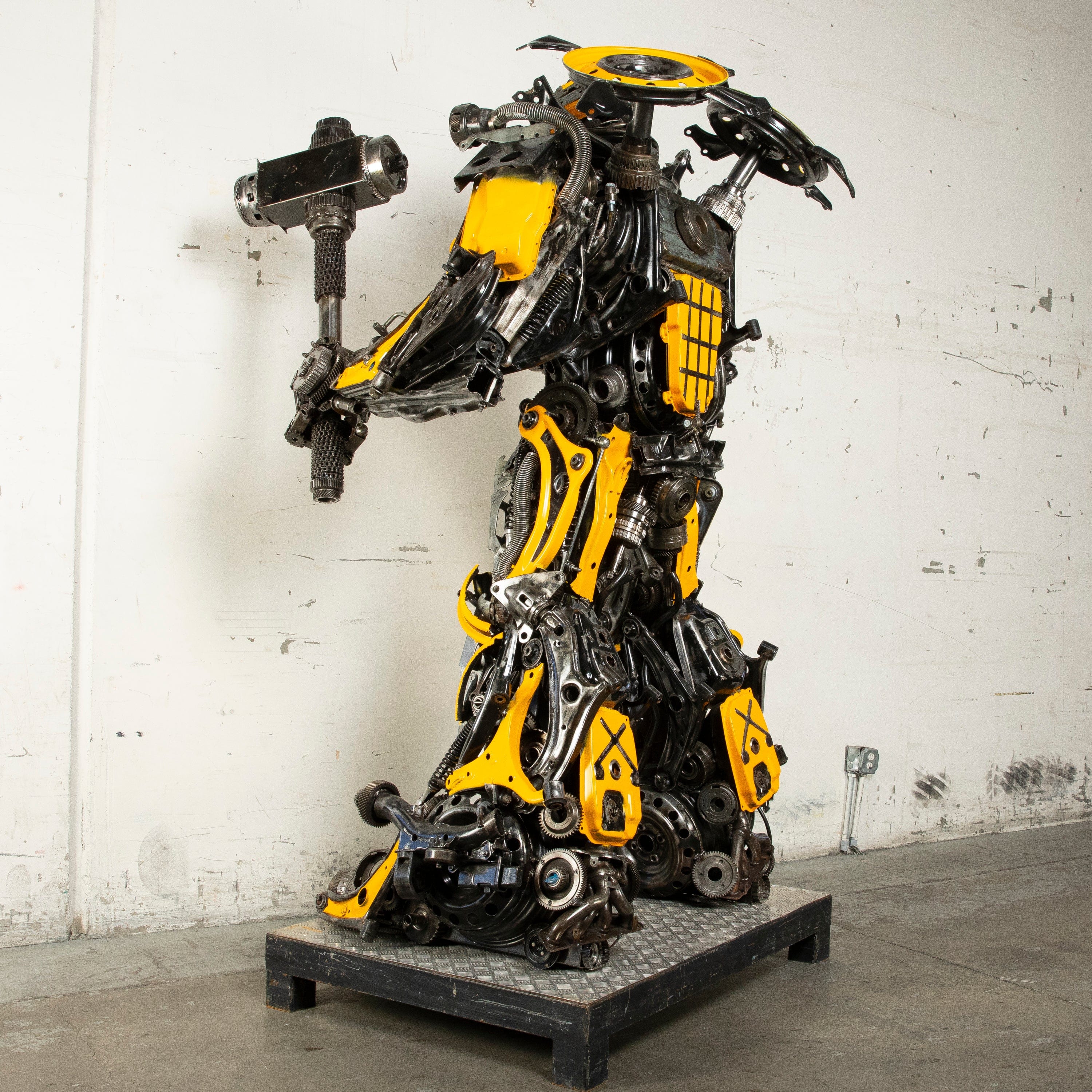 Kalifano Recycled Metal Art 91" Bumblebee Inspired Recycled Metal Art Sculpture RMS-BB230-S54