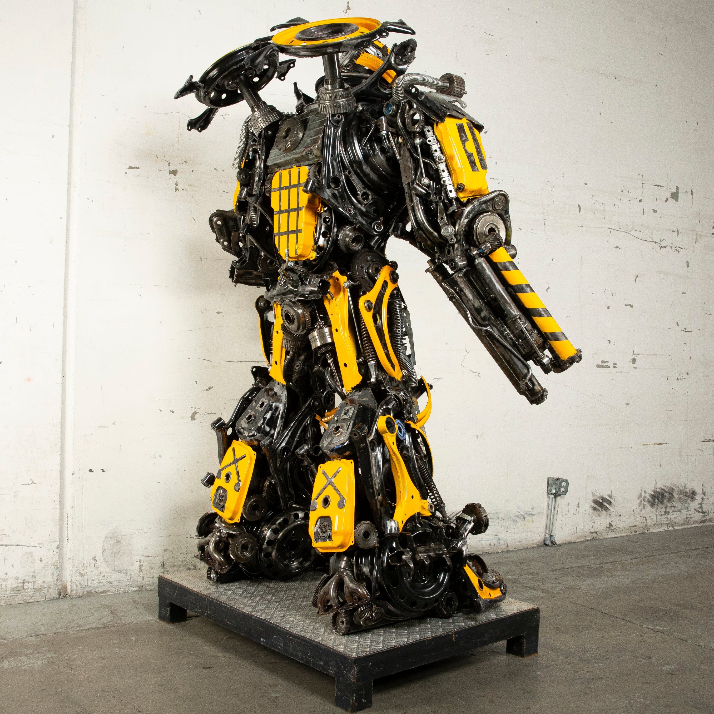 Kalifano Recycled Metal Art 91" Bumblebee Inspired Recycled Metal Art Sculpture RMS-BB230-S54