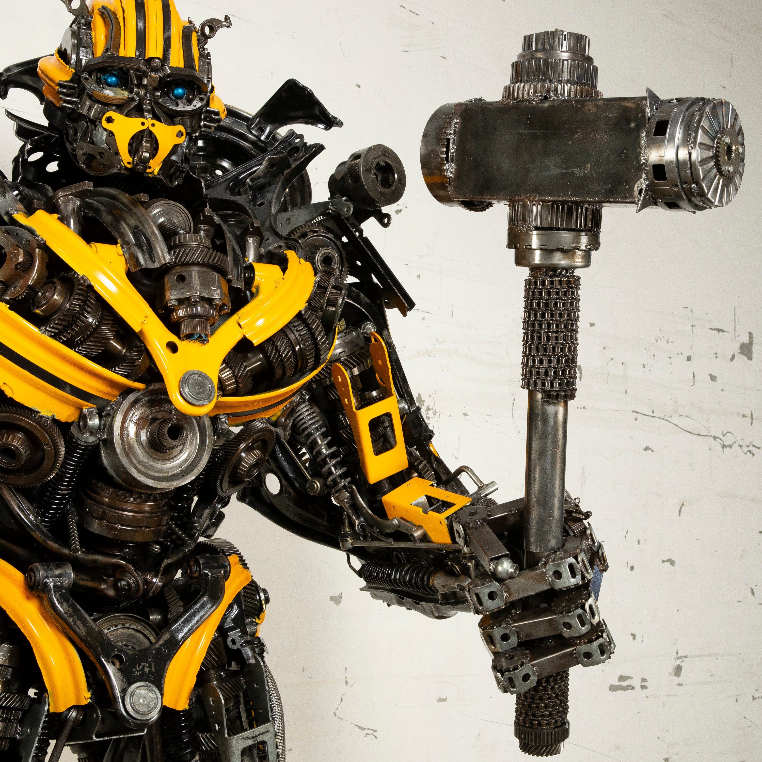 Kalifano Recycled Metal Art 91" Bumblebee Inspired Recycled Metal Art Sculpture RMS-BB230-S54