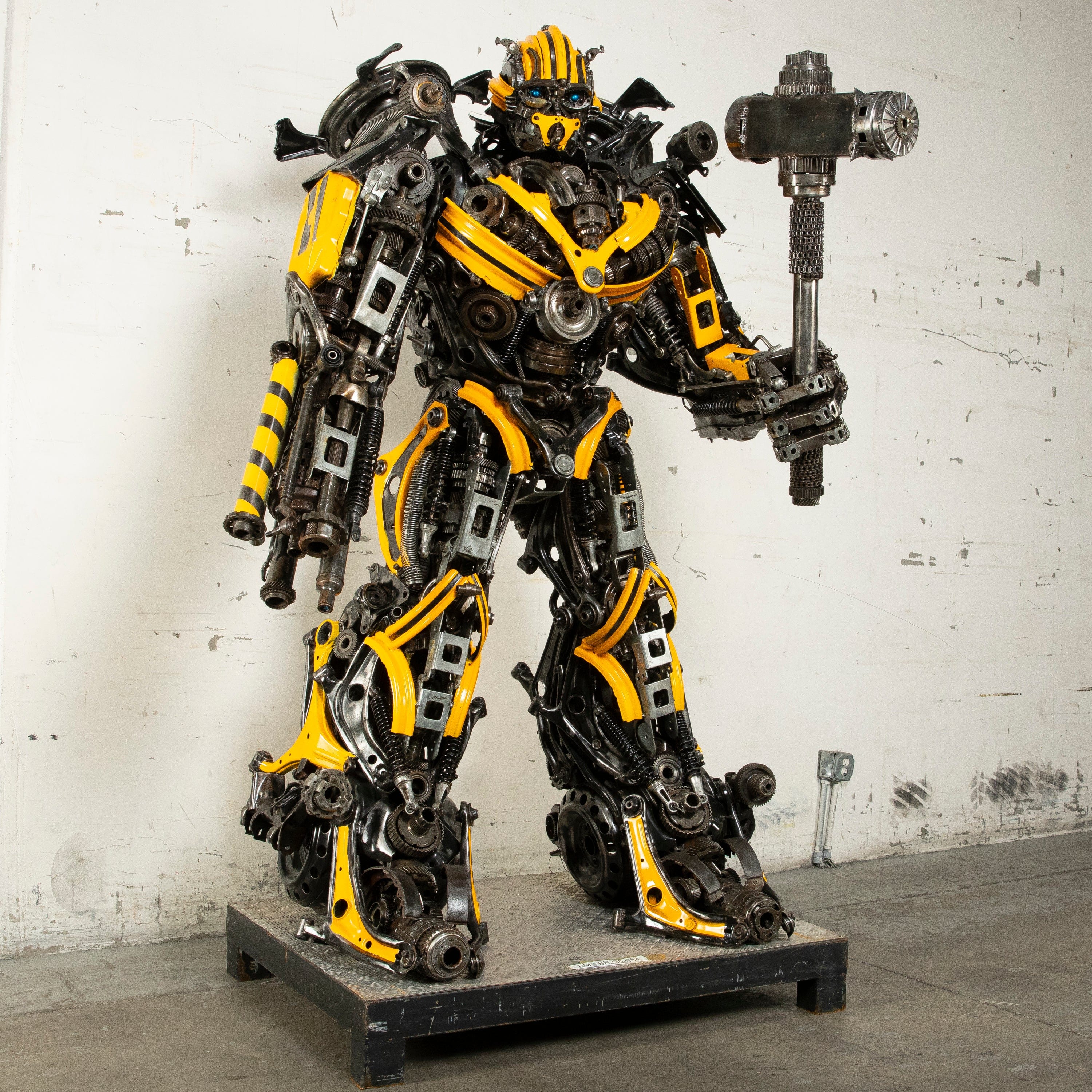 Kalifano Recycled Metal Art 91" Bumblebee Inspired Recycled Metal Art Sculpture RMS-BB230-S54