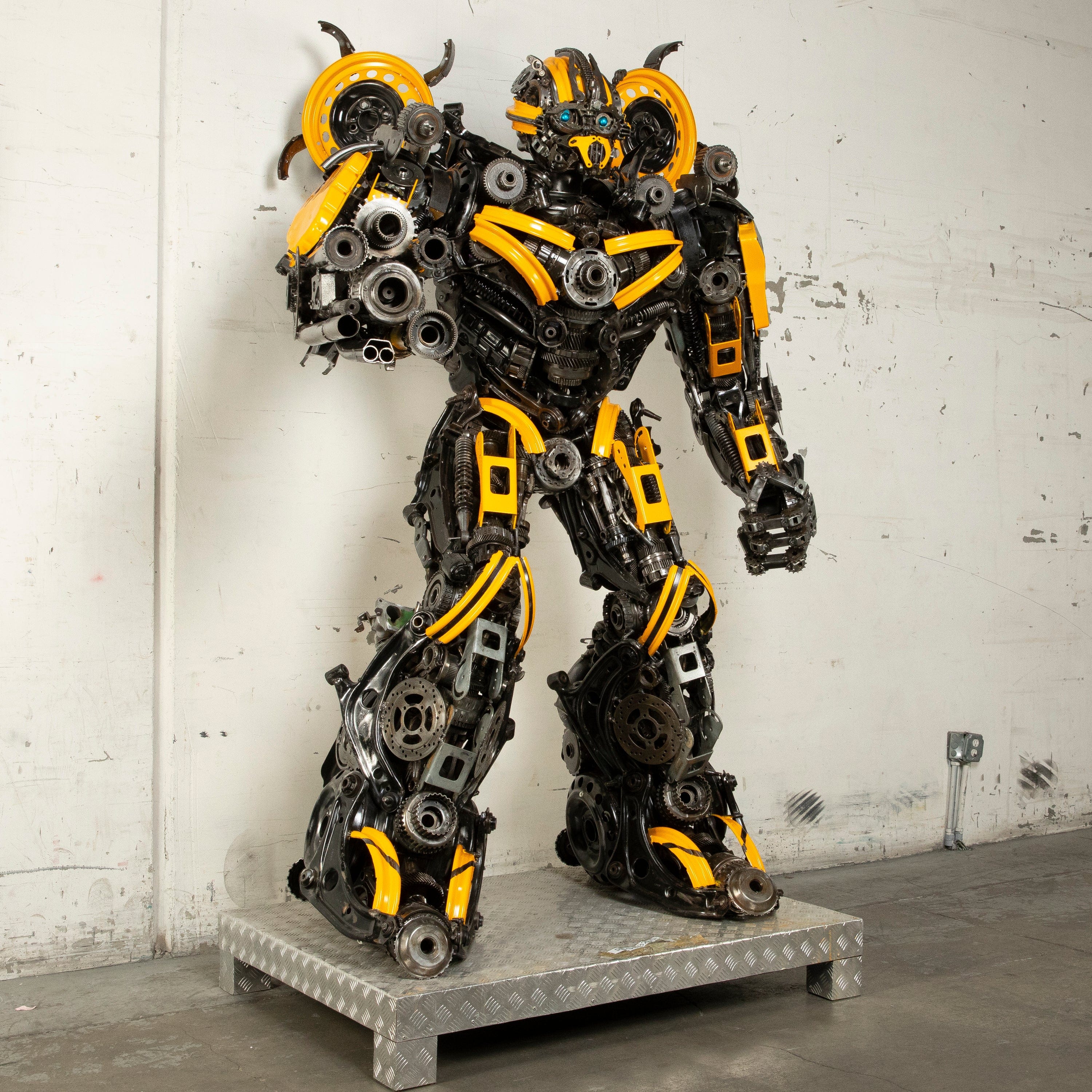 Kalifano Recycled Metal Art 91" Bumblebee Inspired Recycled Metal Art Sculpture RMS-BB230-S55