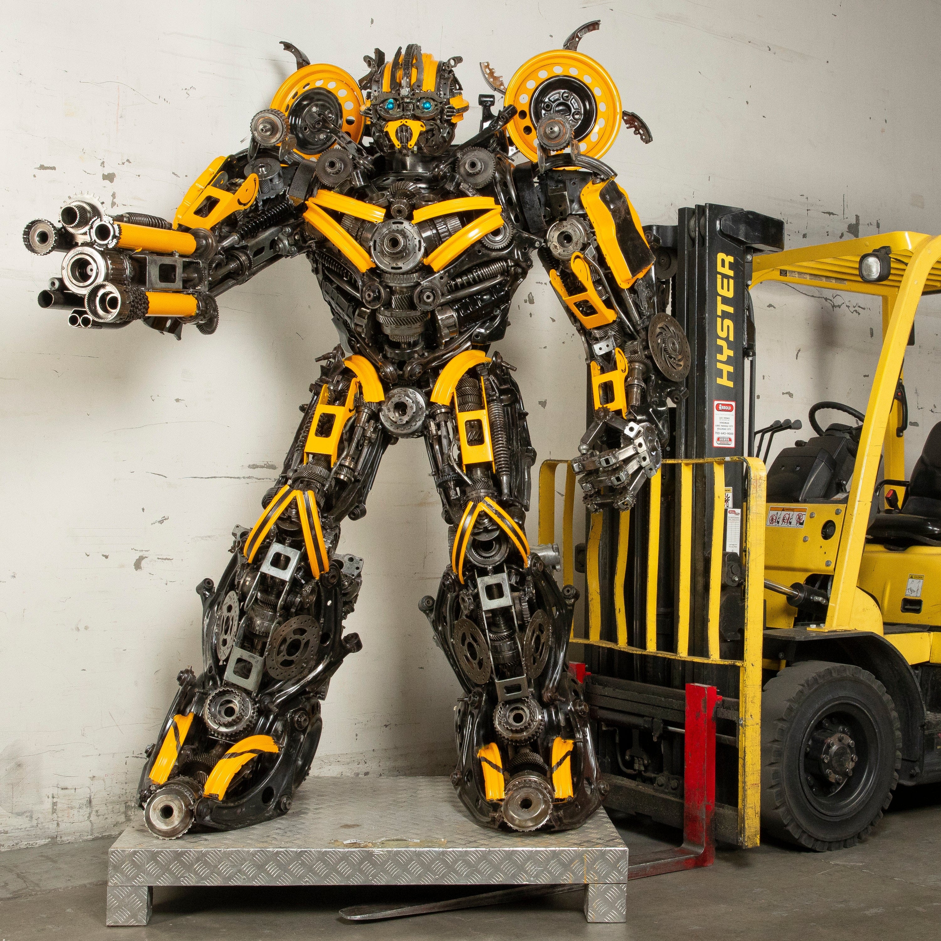 Kalifano Recycled Metal Art 91" Bumblebee Inspired Recycled Metal Art Sculpture RMS-BB230-S55