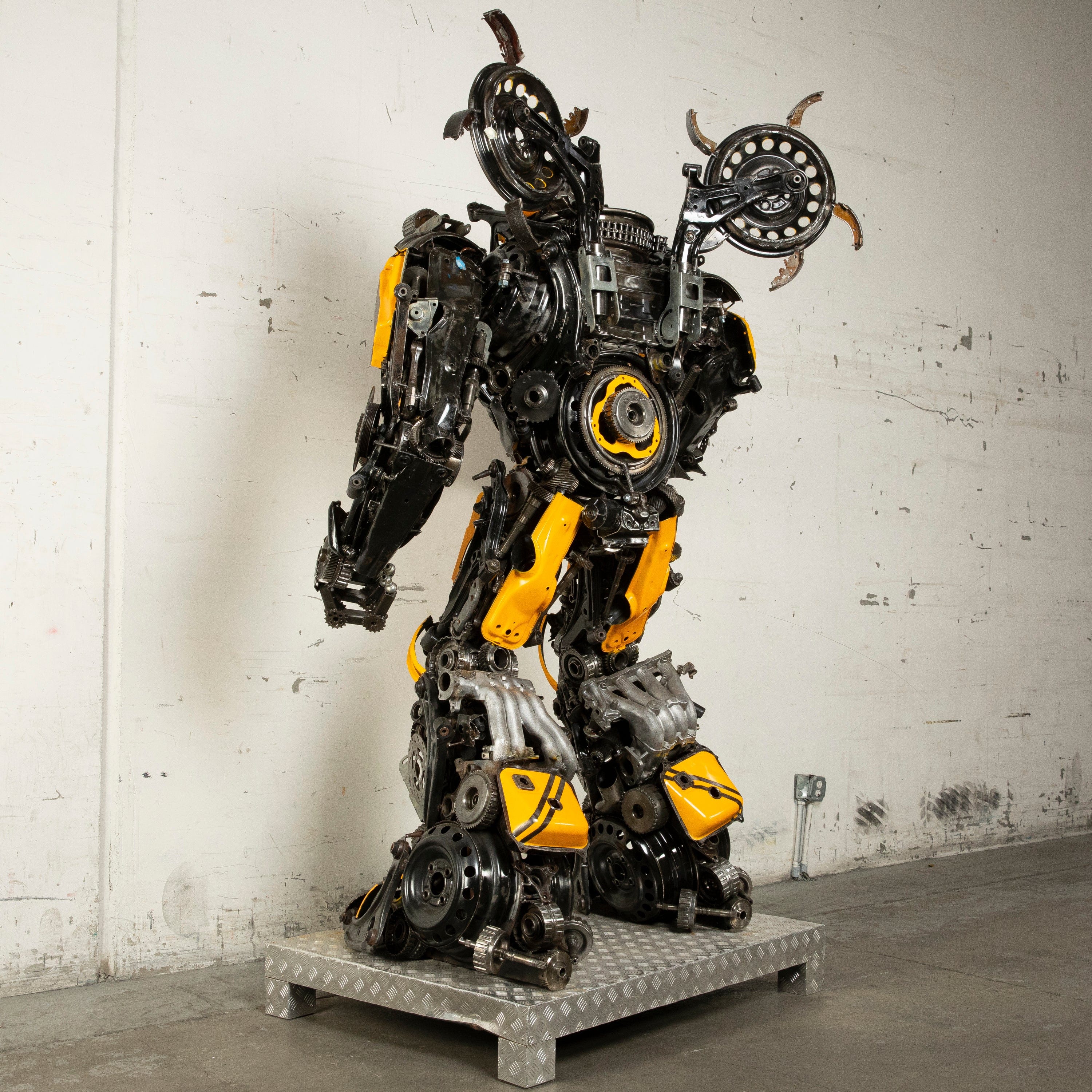 Kalifano Recycled Metal Art 91" Bumblebee Inspired Recycled Metal Art Sculpture RMS-BB230-S55