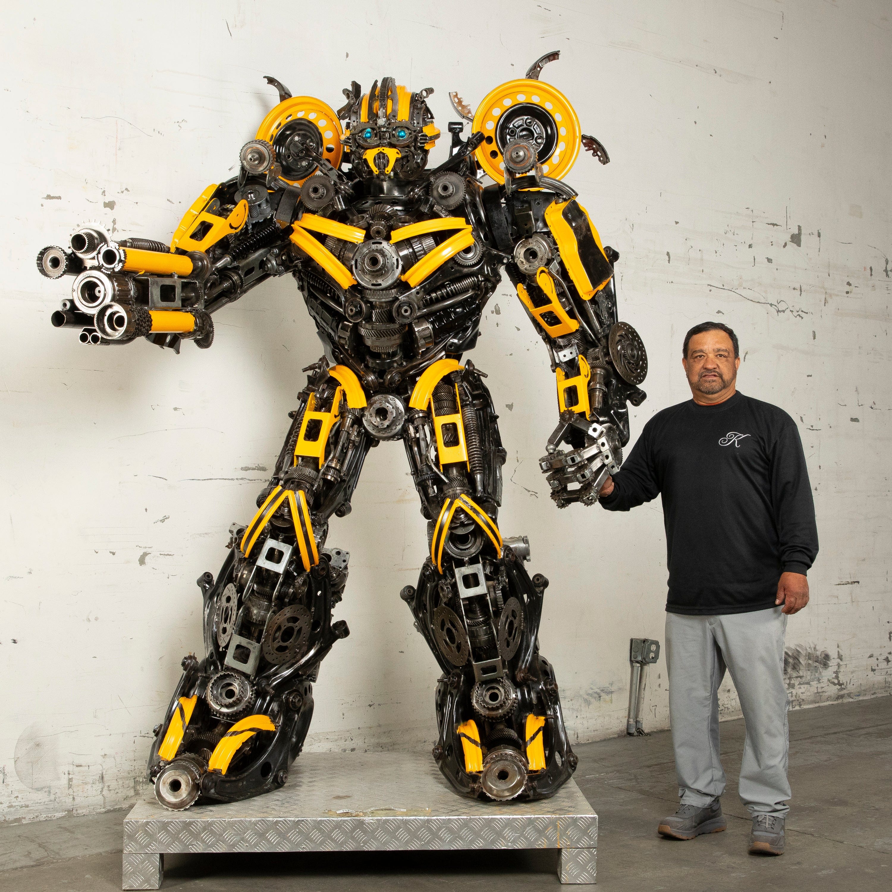 Kalifano Recycled Metal Art 91" Bumblebee Inspired Recycled Metal Art Sculpture RMS-BB230-S55
