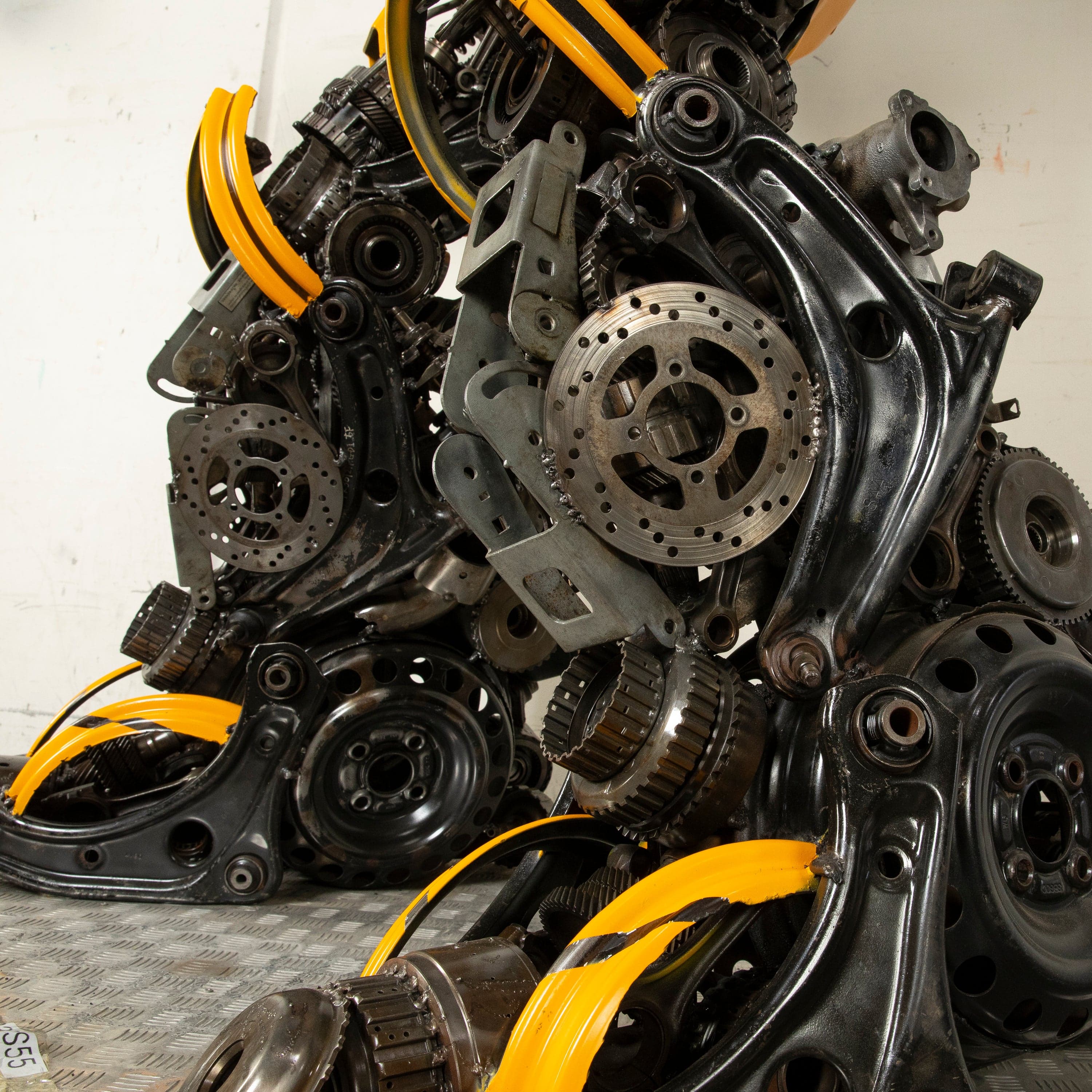 Kalifano Recycled Metal Art 91" Bumblebee Inspired Recycled Metal Art Sculpture RMS-BB230-S55