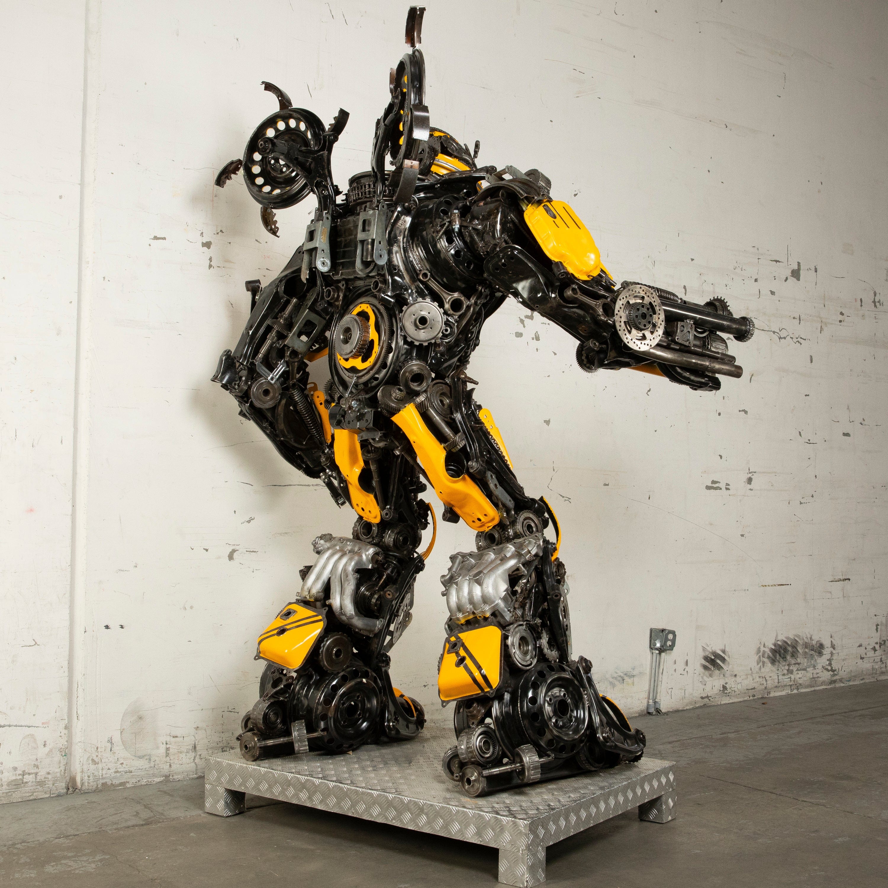 Kalifano Recycled Metal Art 91" Bumblebee Inspired Recycled Metal Art Sculpture RMS-BB230-S55