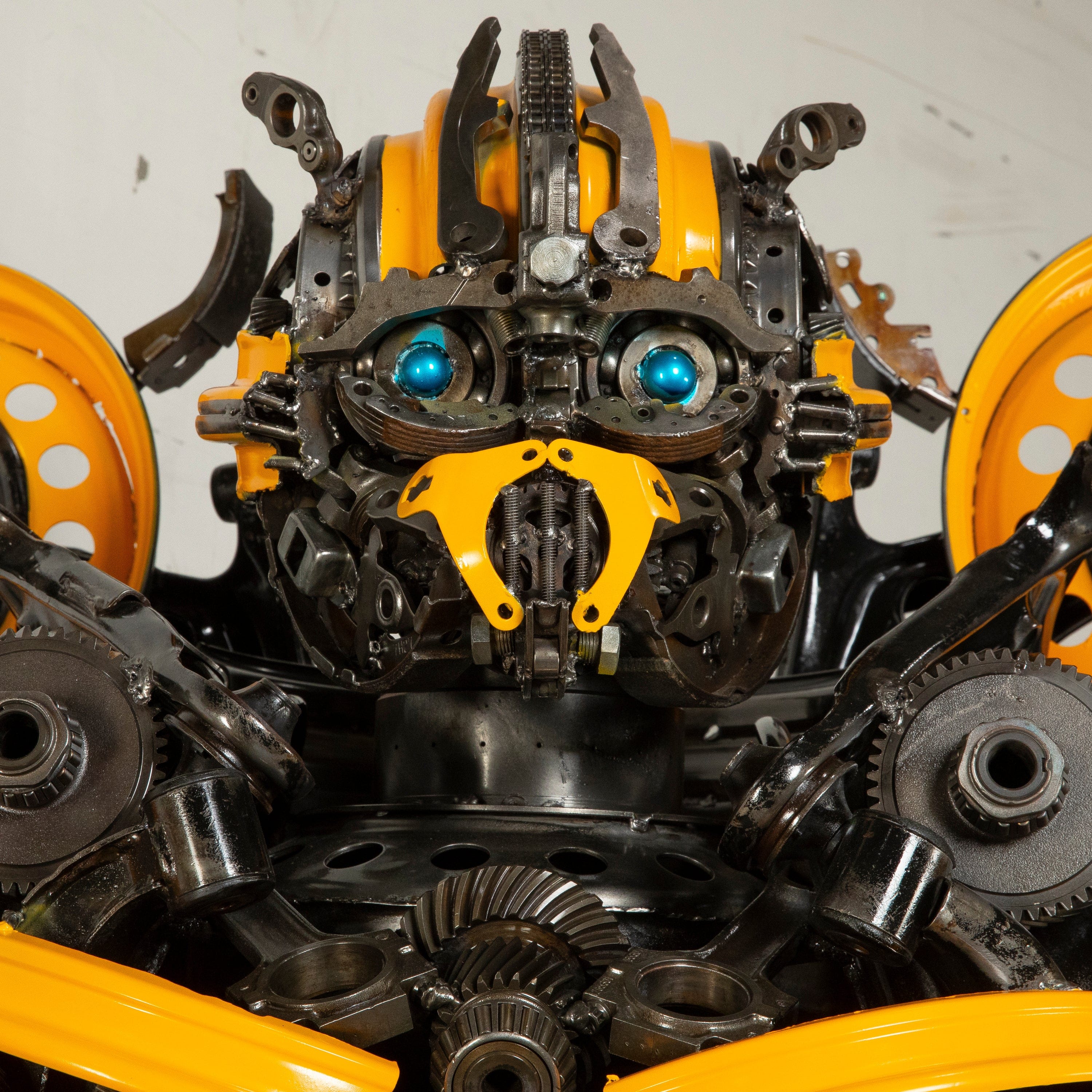 Kalifano Recycled Metal Art 91" Bumblebee Inspired Recycled Metal Art Sculpture RMS-BB230-S55