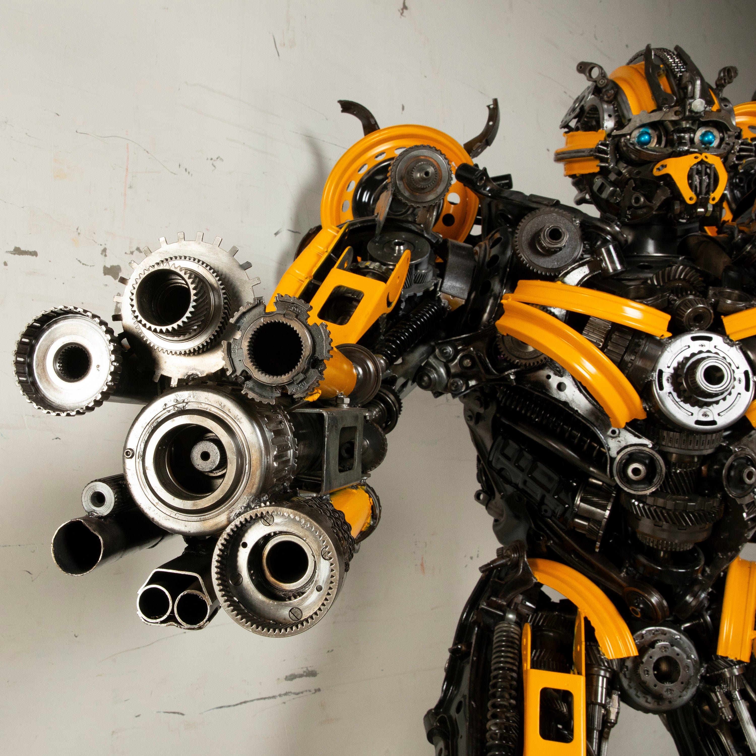 Kalifano Recycled Metal Art 91" Bumblebee Inspired Recycled Metal Art Sculpture RMS-BB230-S55