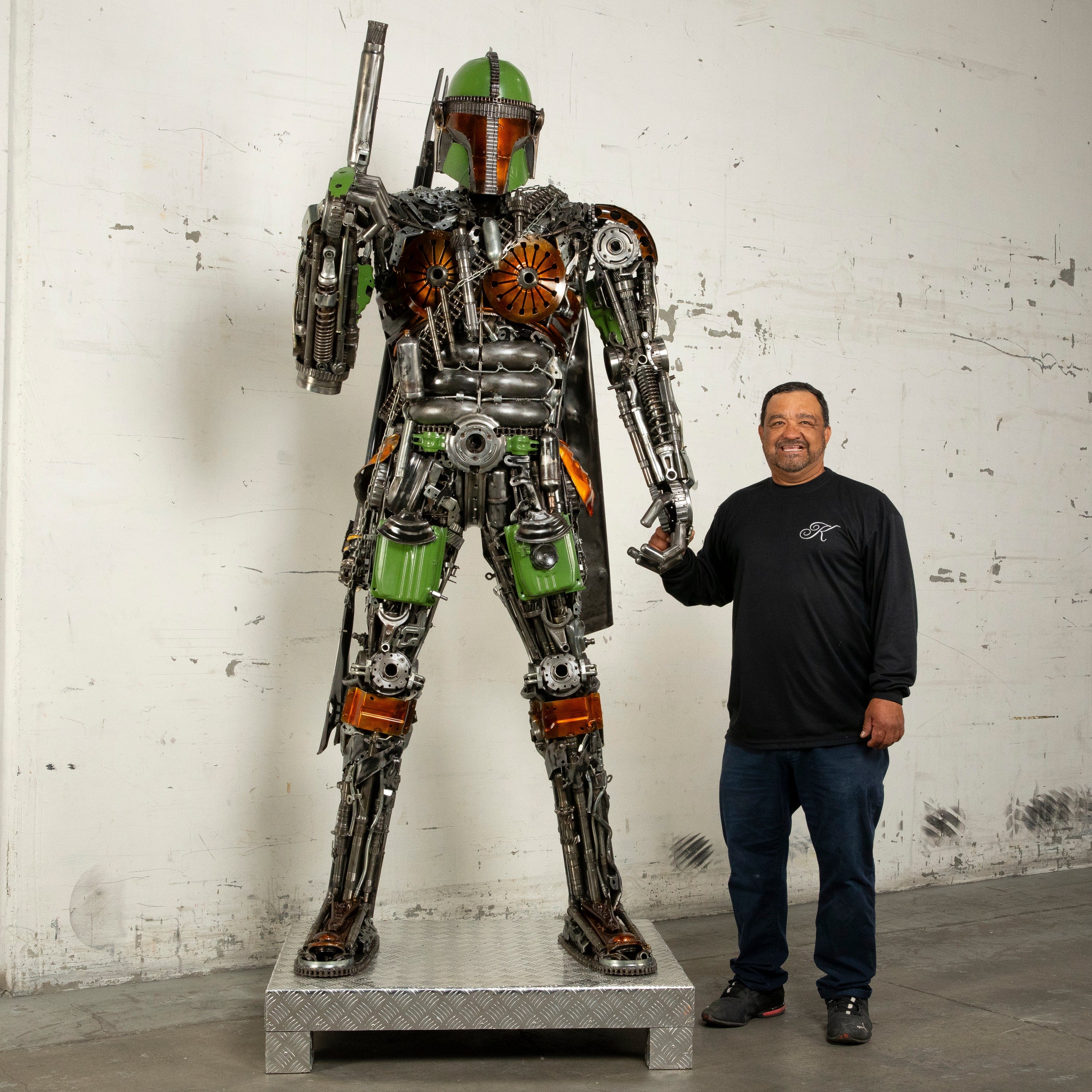 Kalifano Recycled Metal Art 91" Mandalorian Inspired Recycled Metal Art Sculpture RMS-MAND230-S08