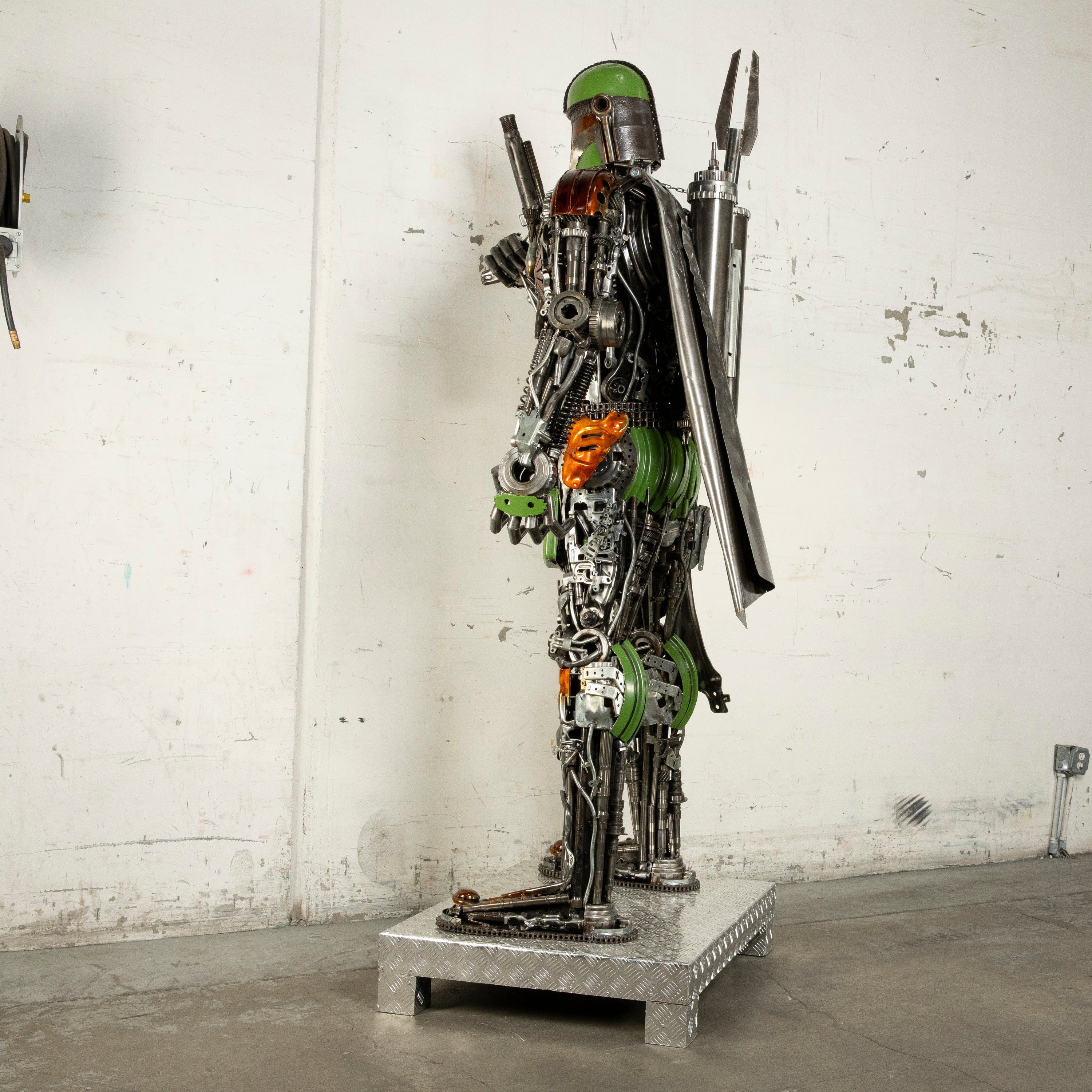 Kalifano Recycled Metal Art 91" Mandalorian Inspired Recycled Metal Art Sculpture RMS-MAND230-S08