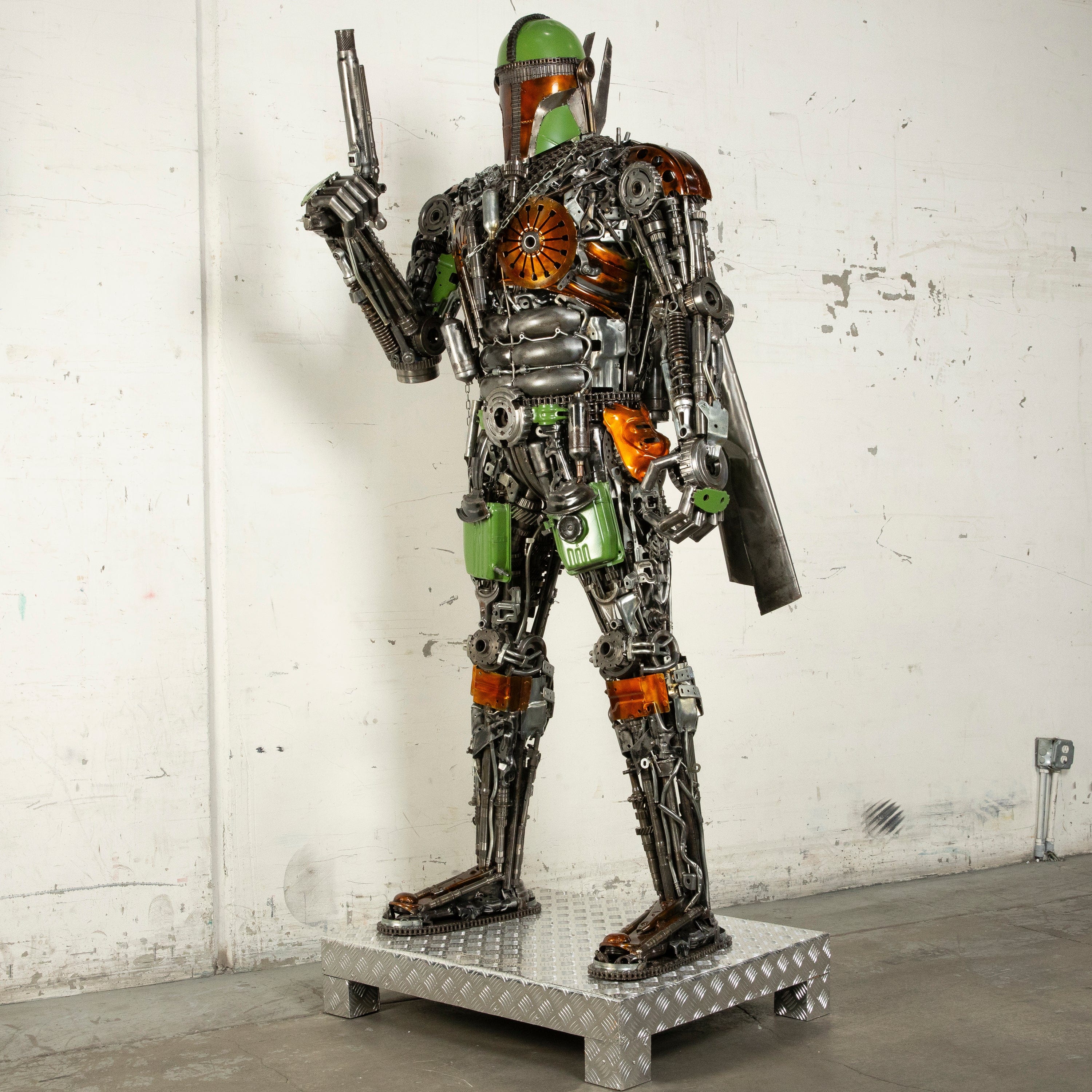 Kalifano Recycled Metal Art 91" Mandalorian Inspired Recycled Metal Art Sculpture RMS-MAND230-S08