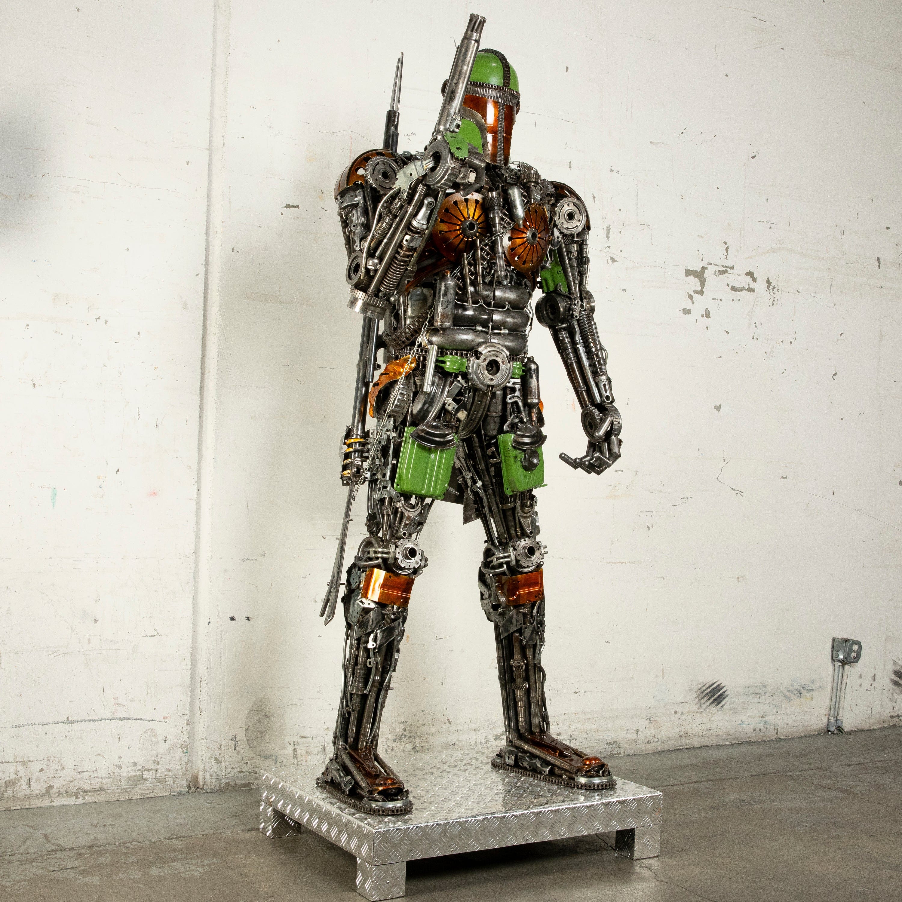 Kalifano Recycled Metal Art 91" Mandalorian Inspired Recycled Metal Art Sculpture RMS-MAND230-S08