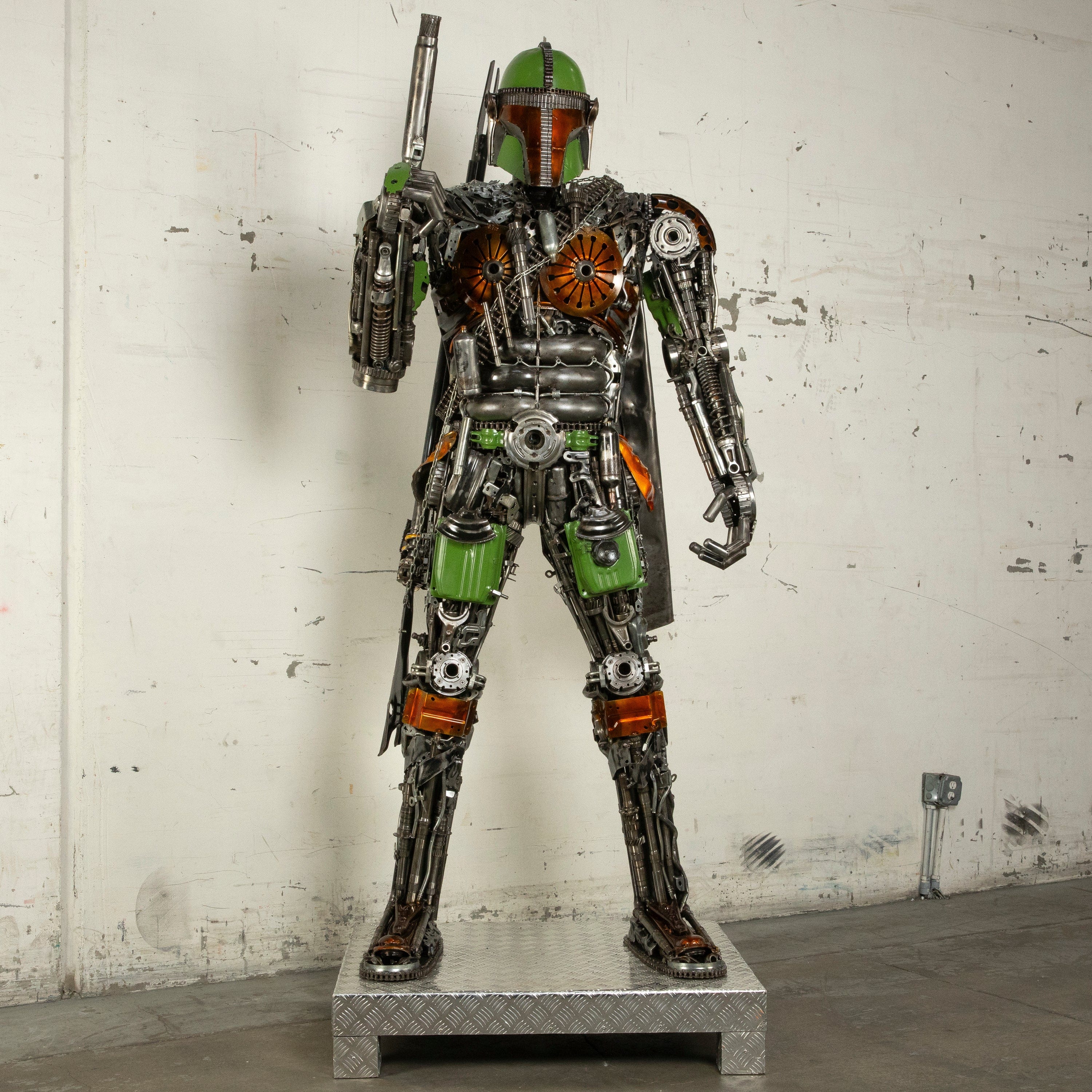 Kalifano Recycled Metal Art 91" Mandalorian Inspired Recycled Metal Art Sculpture RMS-MAND230-S08