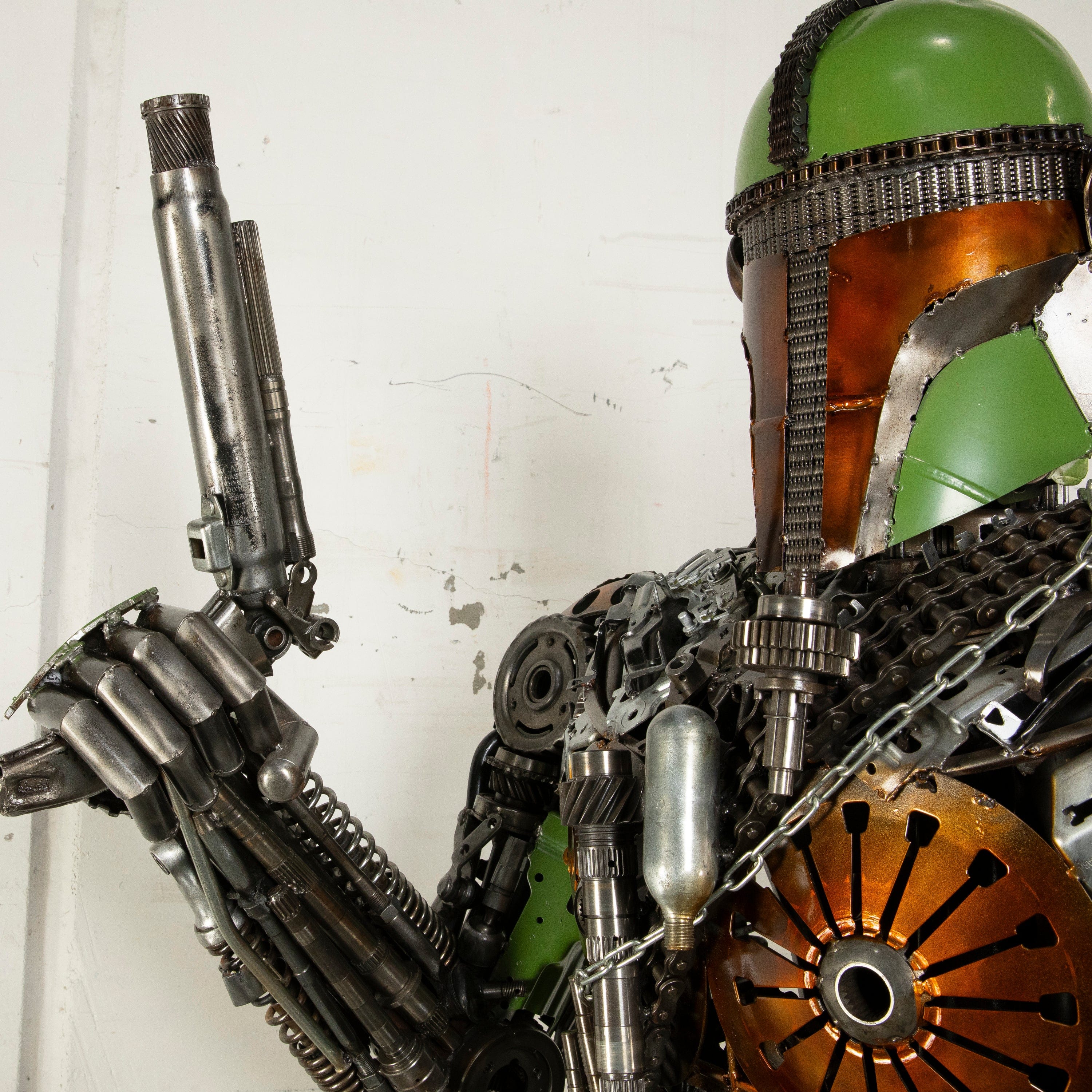 Kalifano Recycled Metal Art 91" Mandalorian Inspired Recycled Metal Art Sculpture RMS-MAND230-S08