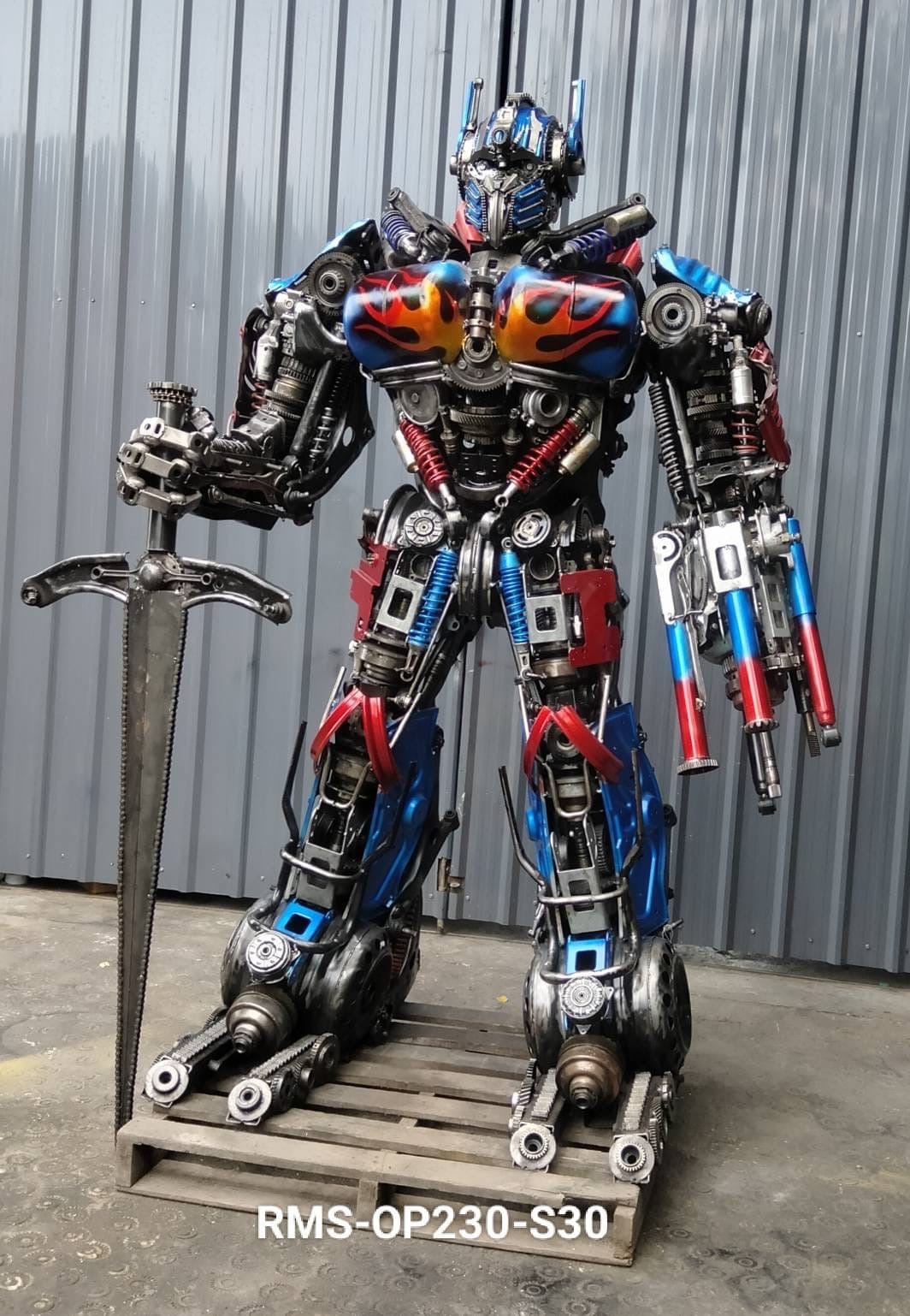 Kalifano Recycled Metal Art 91" Optimus Prime Inspired Recycled Metal Art Sculpture RMS-OP230-S30