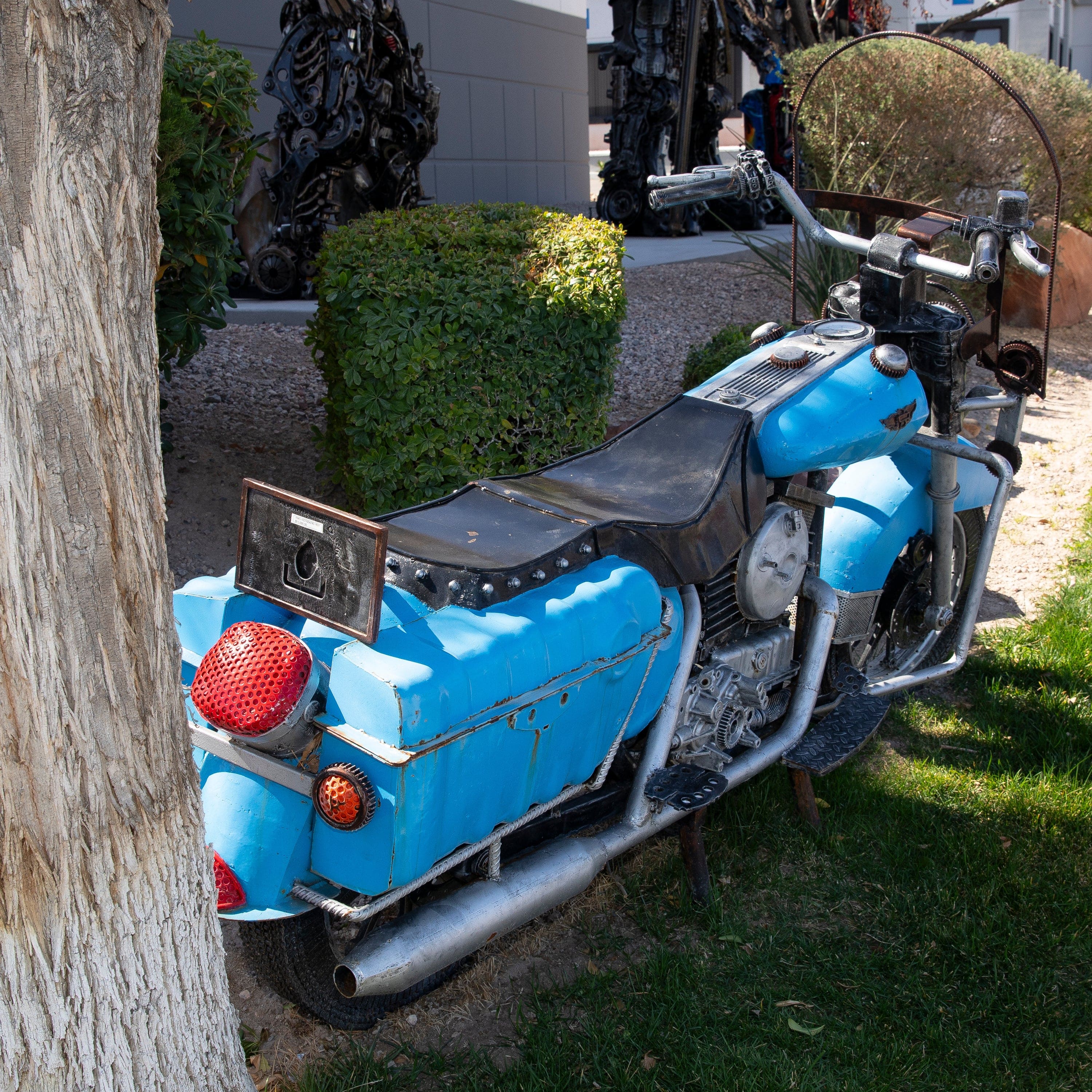Kalifano Recycled Metal Art 92” Harley Davidson Chopper Inspired Recycled Metal Sculpture RMS-HD160x240-N01