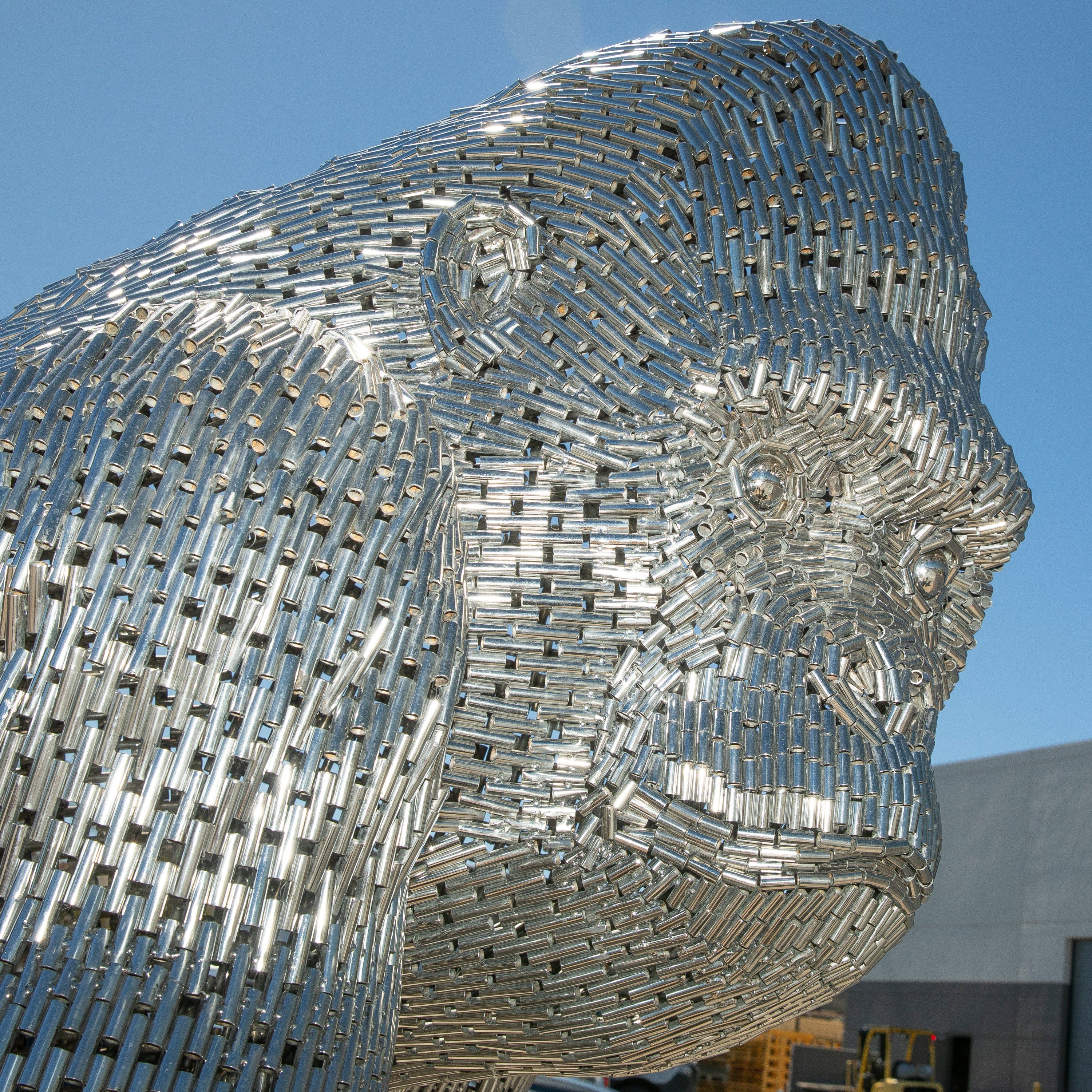 Kalifano Recycled Metal Art Giant Gorilla Stainless Steel Statue SSS-G230