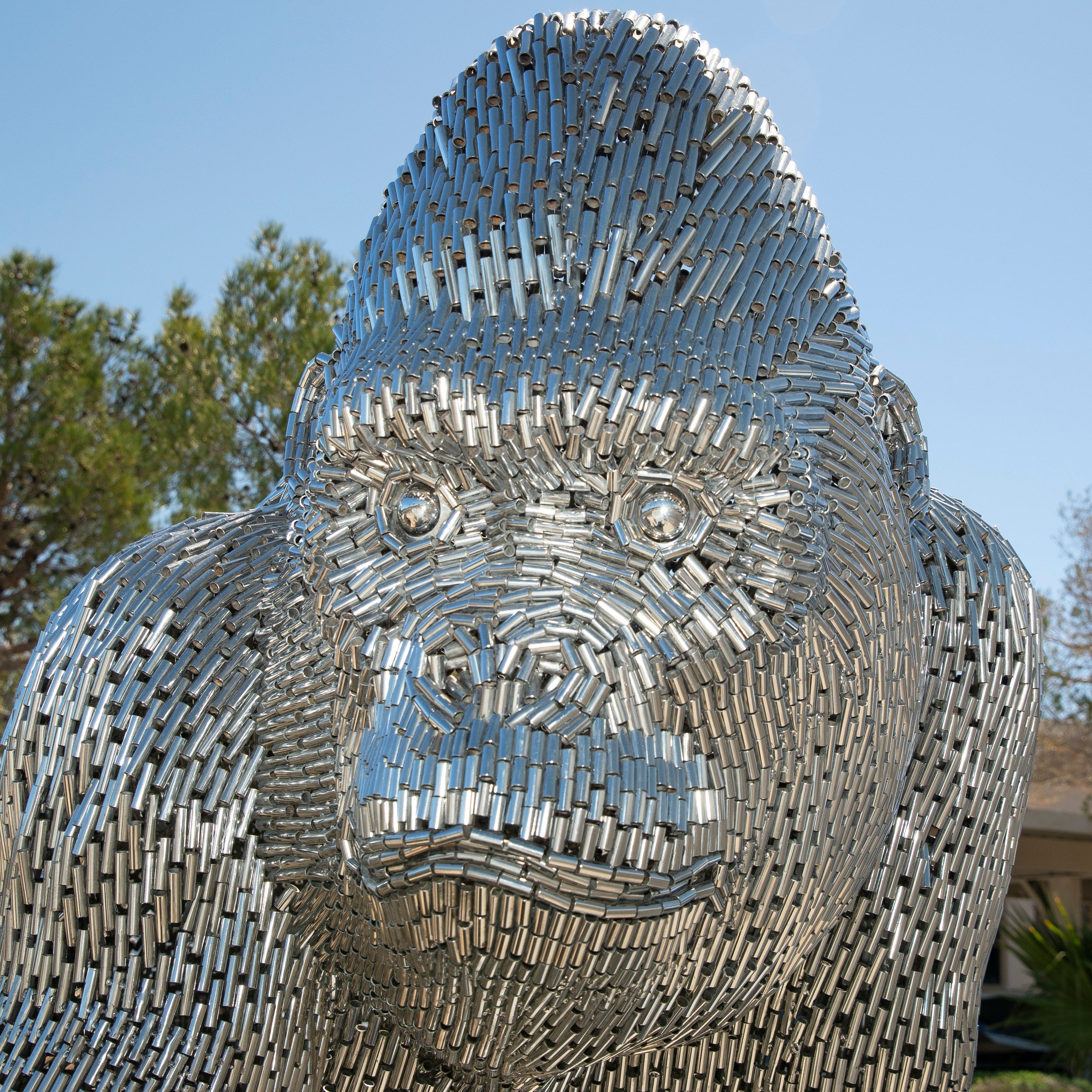 Kalifano Recycled Metal Art Giant Gorilla Stainless Steel Statue SSS-G230