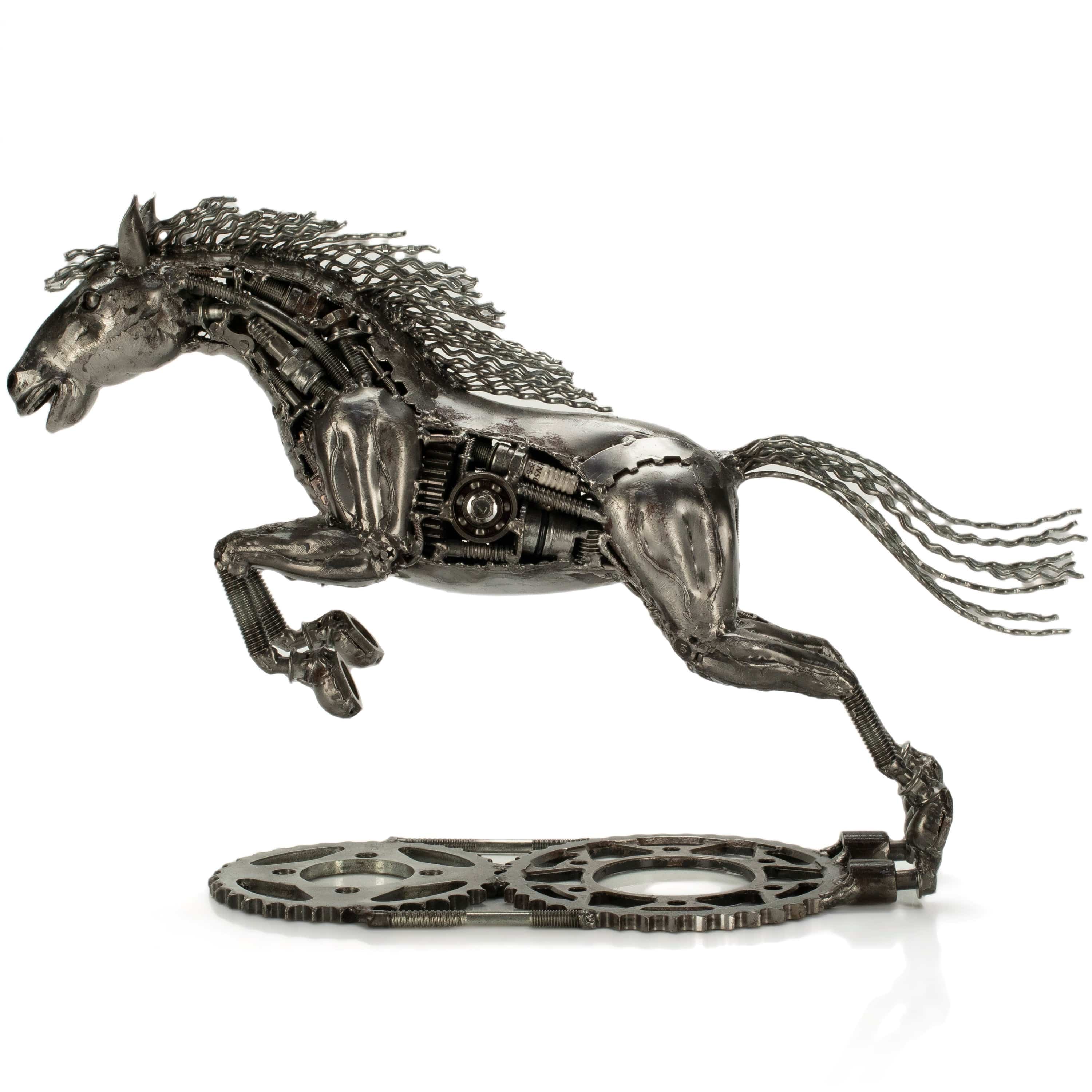 KALIFANO Recycled Metal Art Jumping Horse Inspired Recycled Metal Art Sculpture RMS-3000JHS-PK