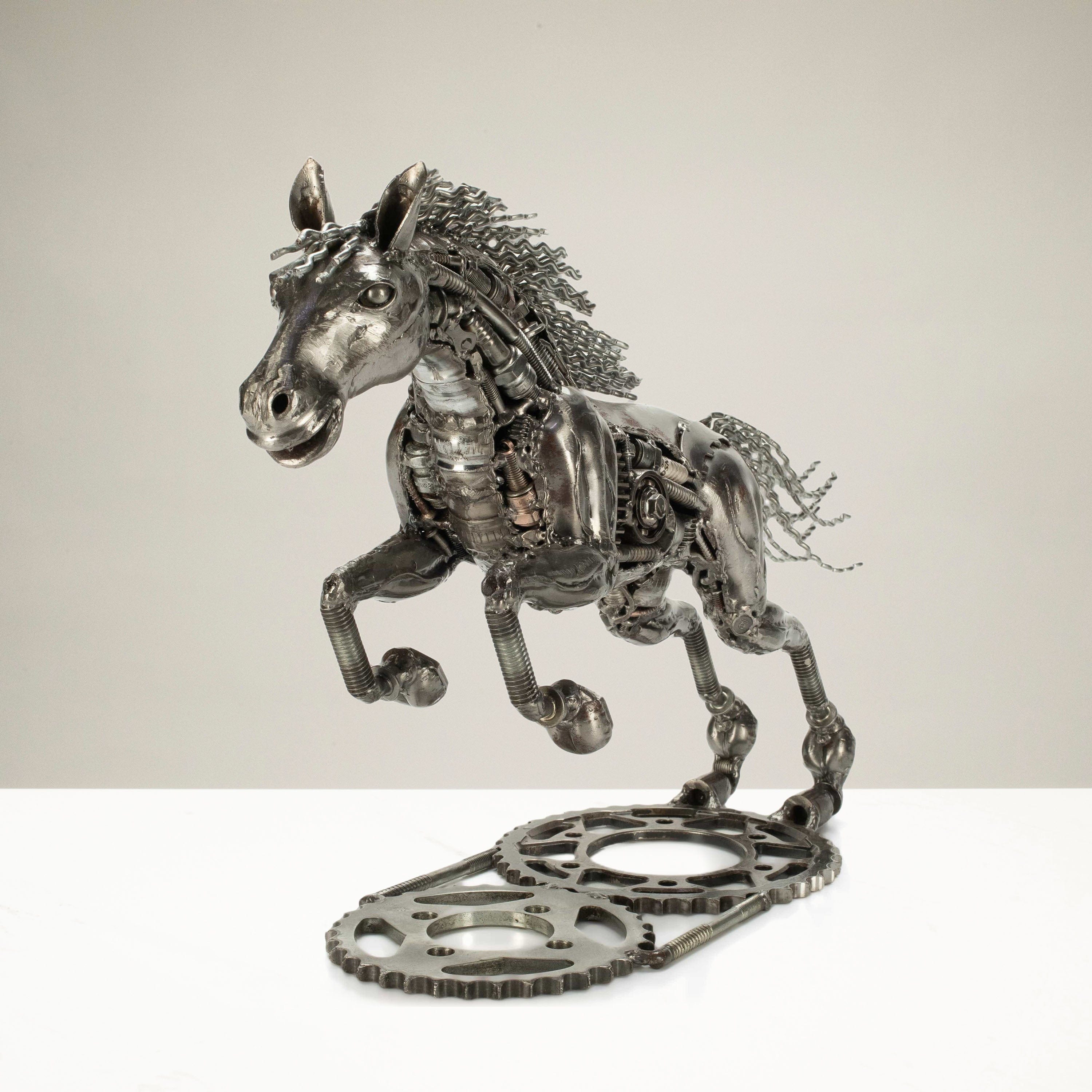 KALIFANO Recycled Metal Art Jumping Horse Inspired Recycled Metal Art Sculpture RMS-3000JHS-PK