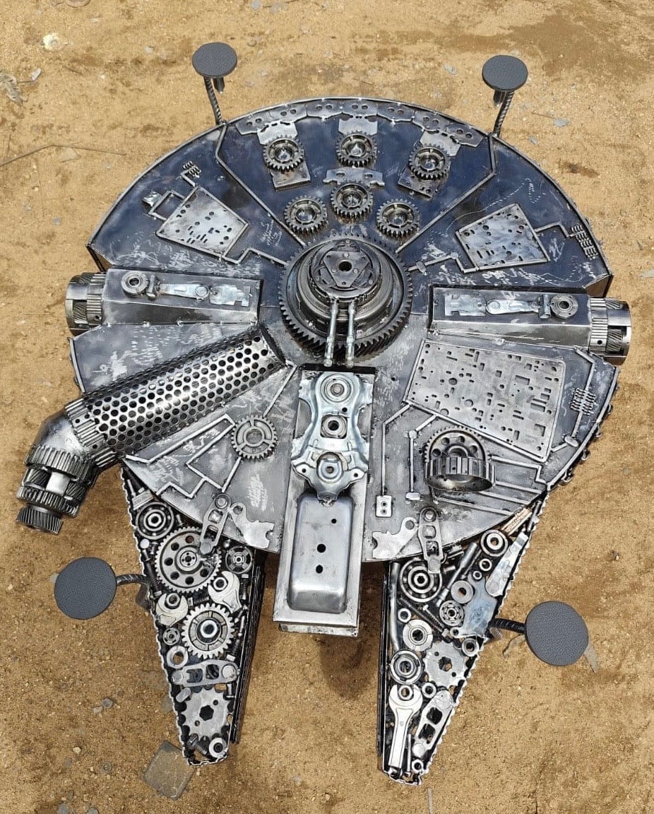 KALIFANO Recycled Metal Art Millennium Falcon Inspired Recycled Metal Art Table RMS-MFT-N