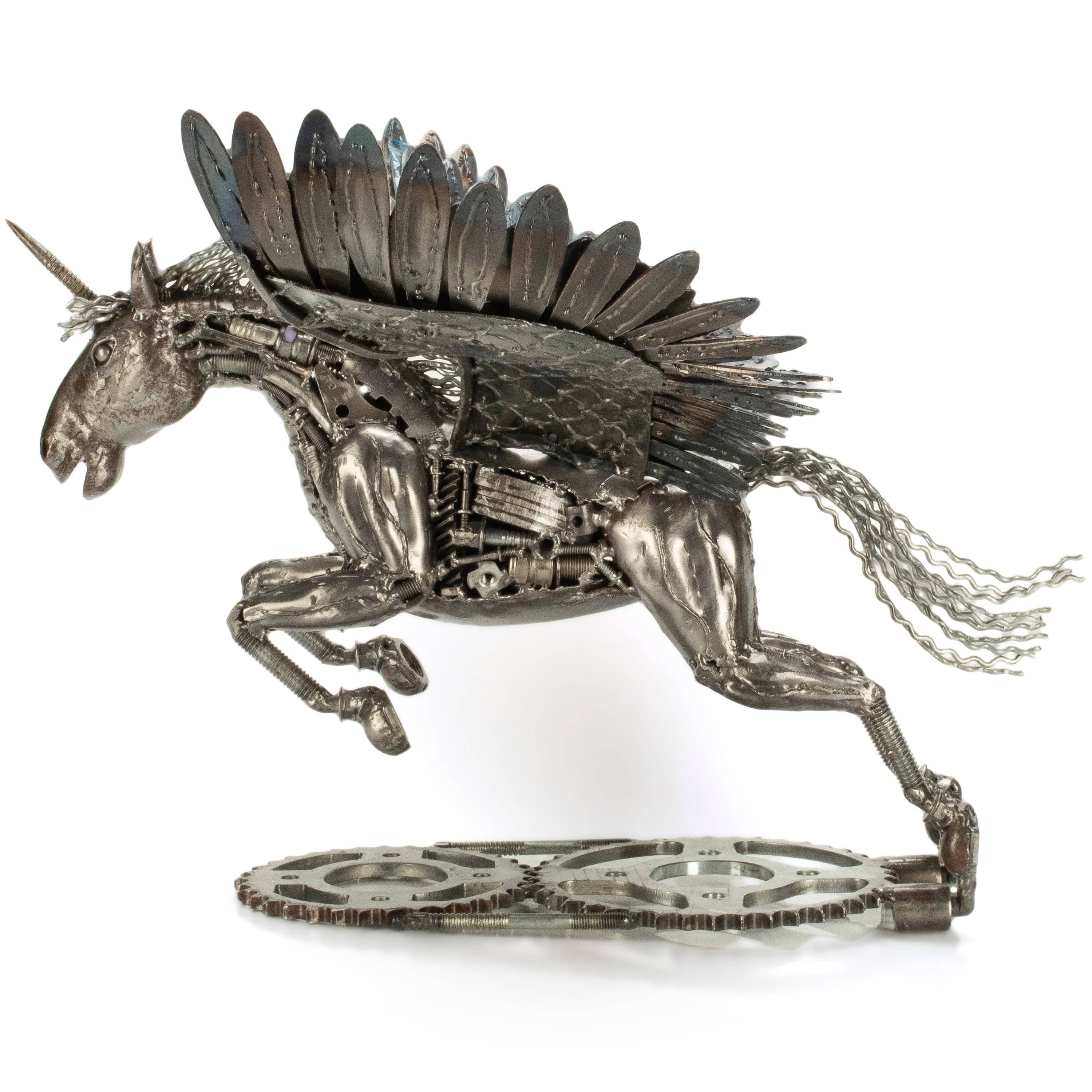 KALIFANO Recycled Metal Art Pegasus Inspired Recycled Metal Art Sculpture RMS-3700PEG-PK