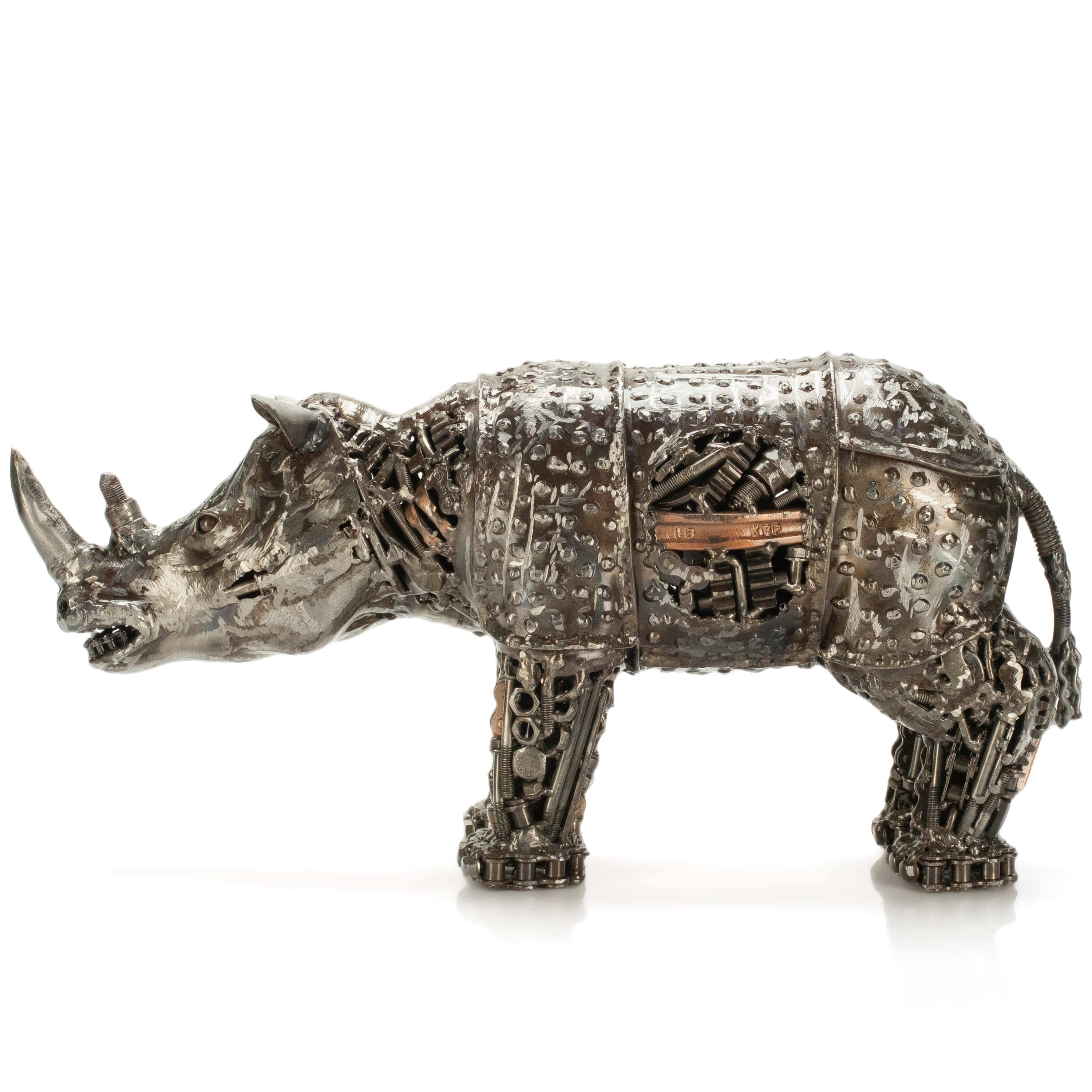 KALIFANO Recycled Metal Art Rhino Inspired Recycled Metal Art Sculpture RMS-3000RH-PK
