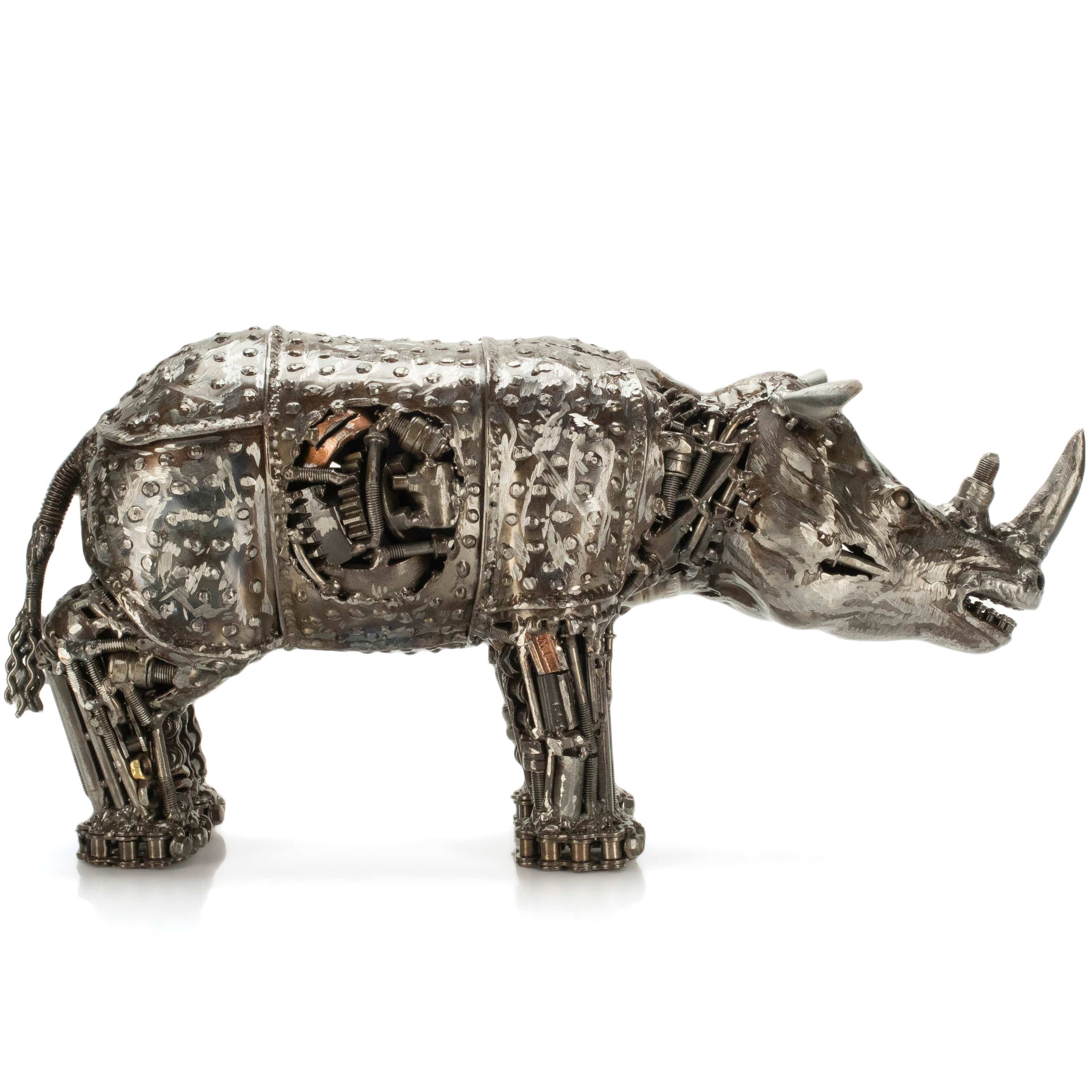 KALIFANO Recycled Metal Art Rhino Inspired Recycled Metal Art Sculpture RMS-3000RH-PK