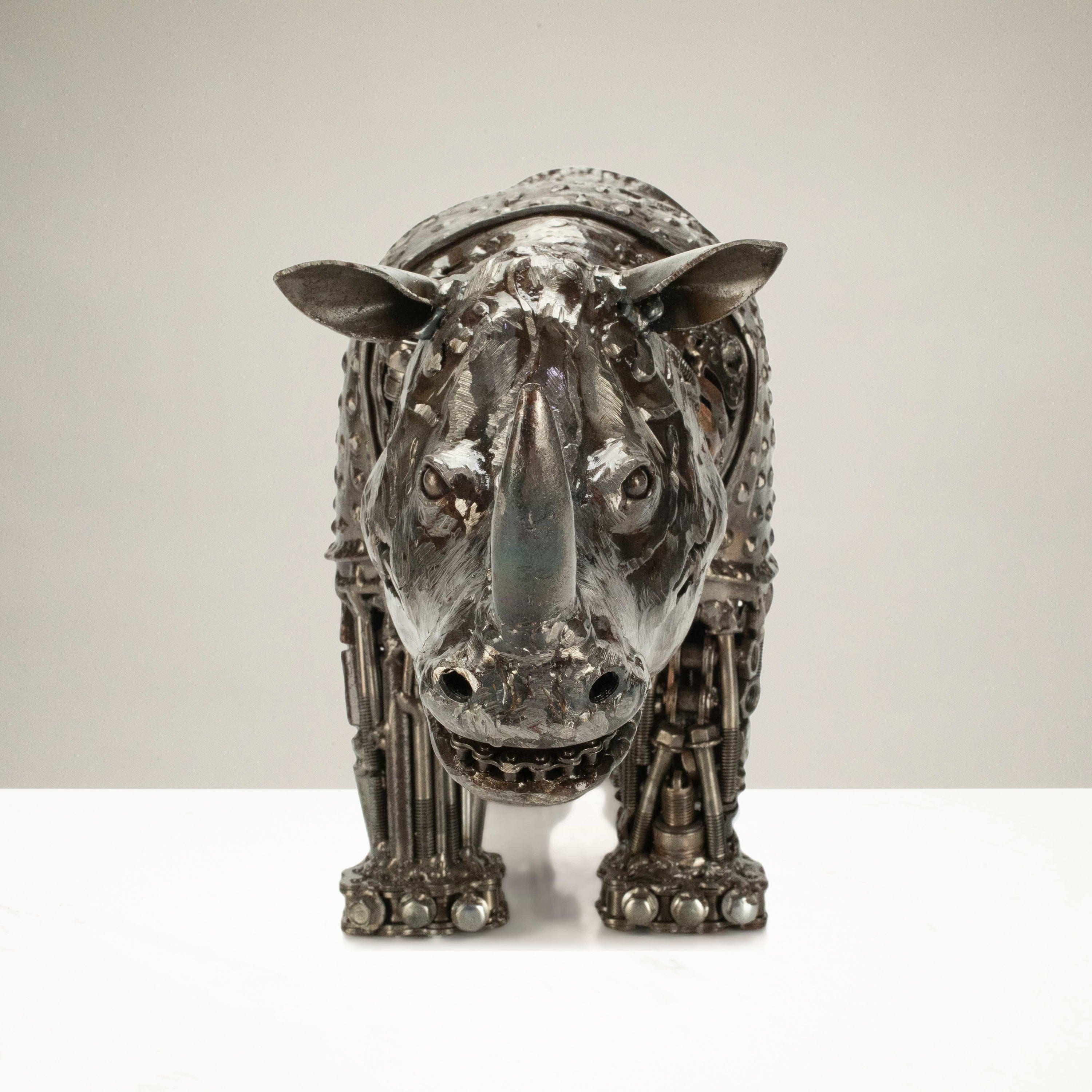 KALIFANO Recycled Metal Art Rhino Inspired Recycled Metal Art Sculpture RMS-3000RH-PK