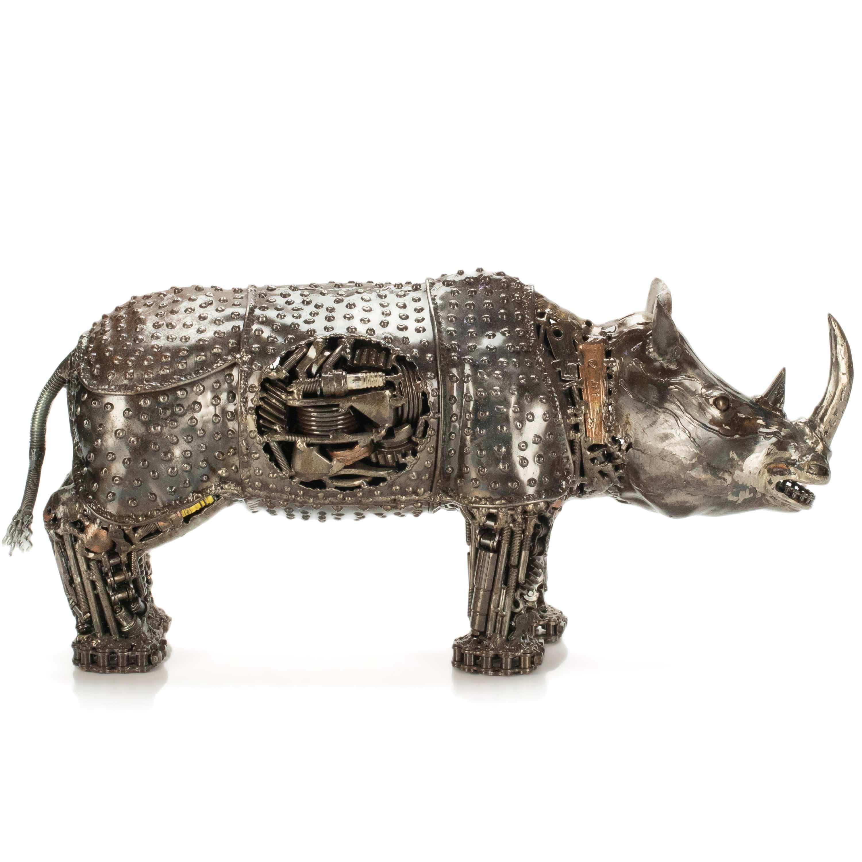 KALIFANO Recycled Metal Art Rhino Inspired Recycled Metal Art Sculpture RMS-4300RH-PK