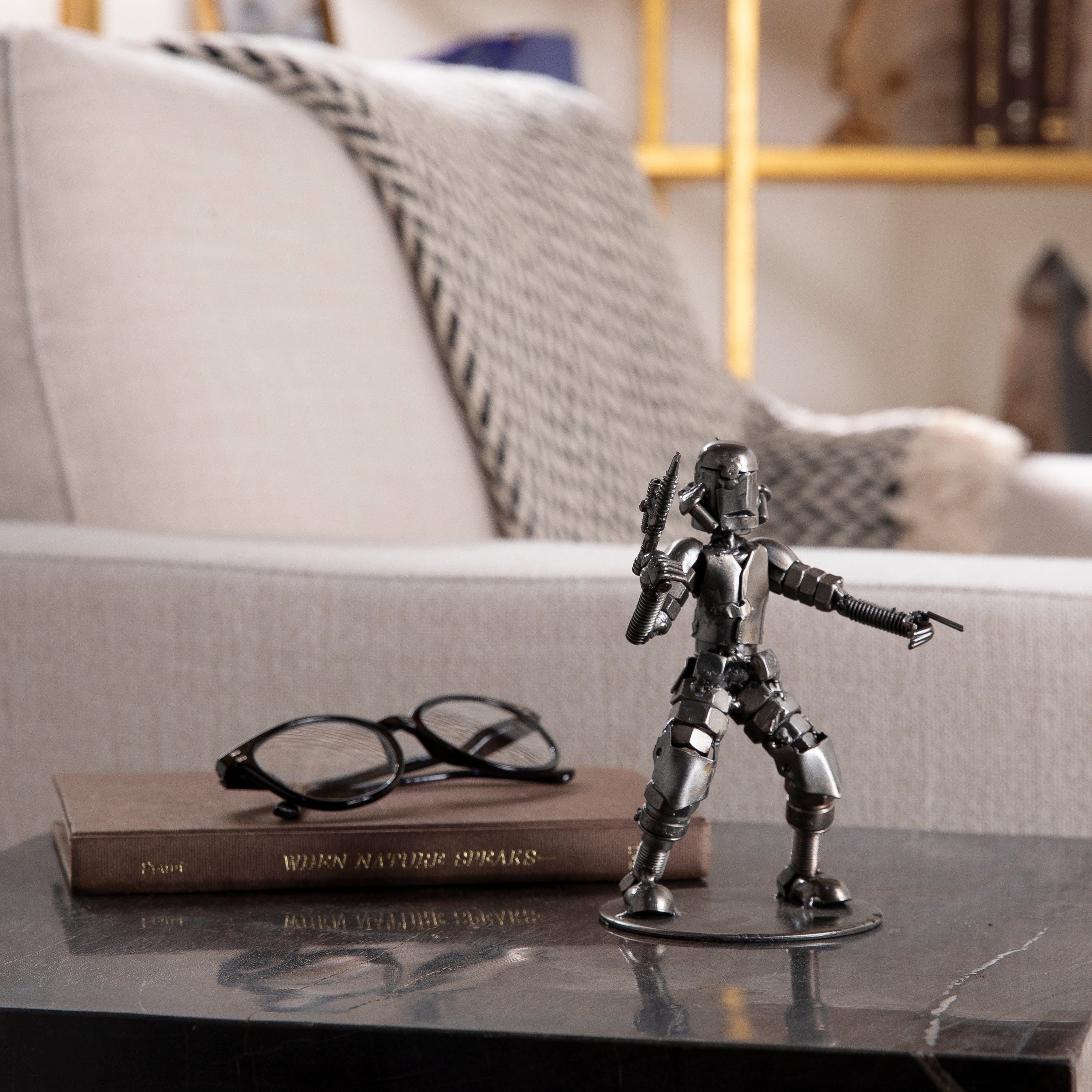 Kalifano Recycled Metal Art Storm Trooper Pointing Inspired Recycled Metal Sculpture RMS-250STP-N