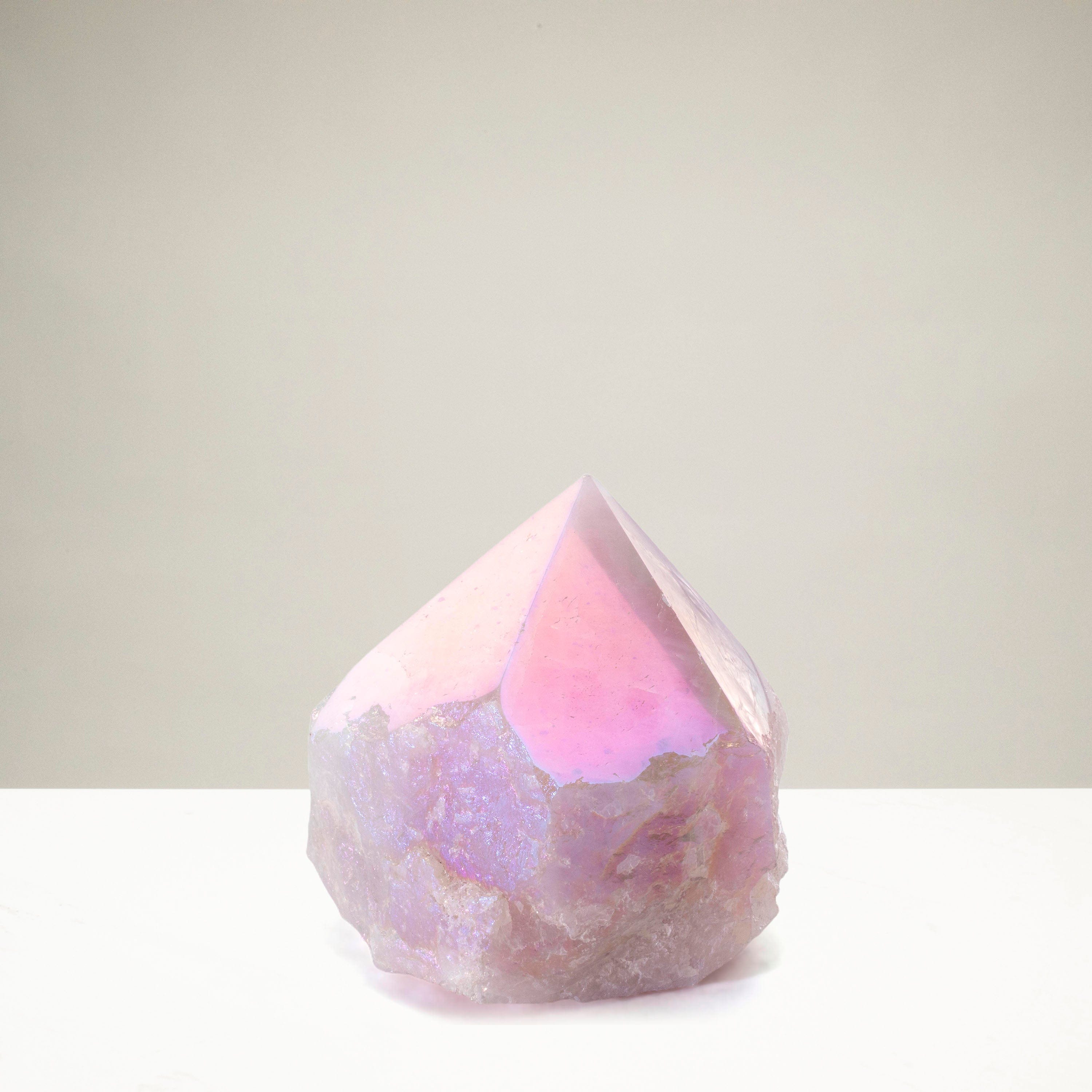 KALIFANO Rose Quartz Aura Borealis Rose Quartz Point - 325 g ABP240-RQ