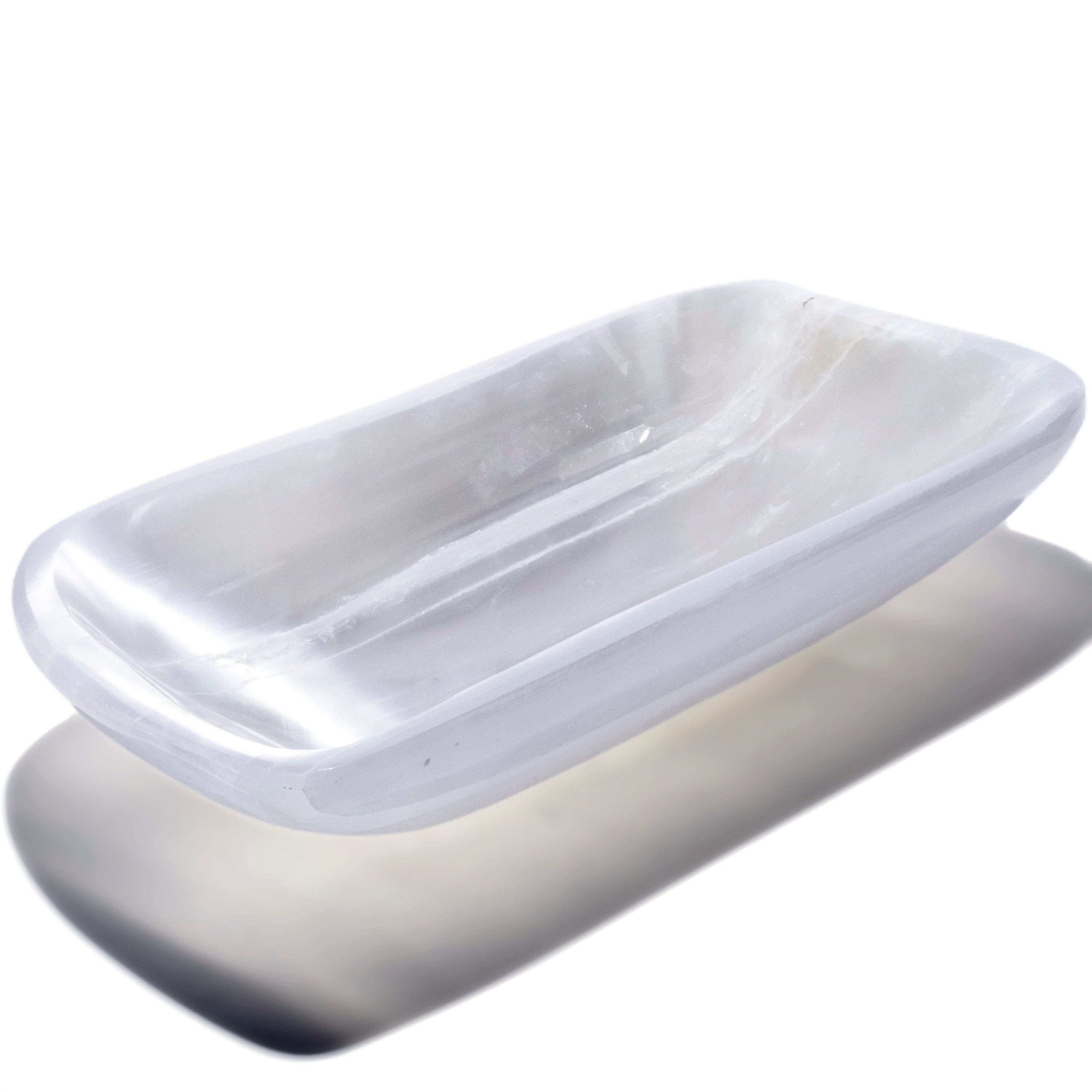 Kalifano Selenite Oval White Selenite Bowl from Morocco - 15" SB1200