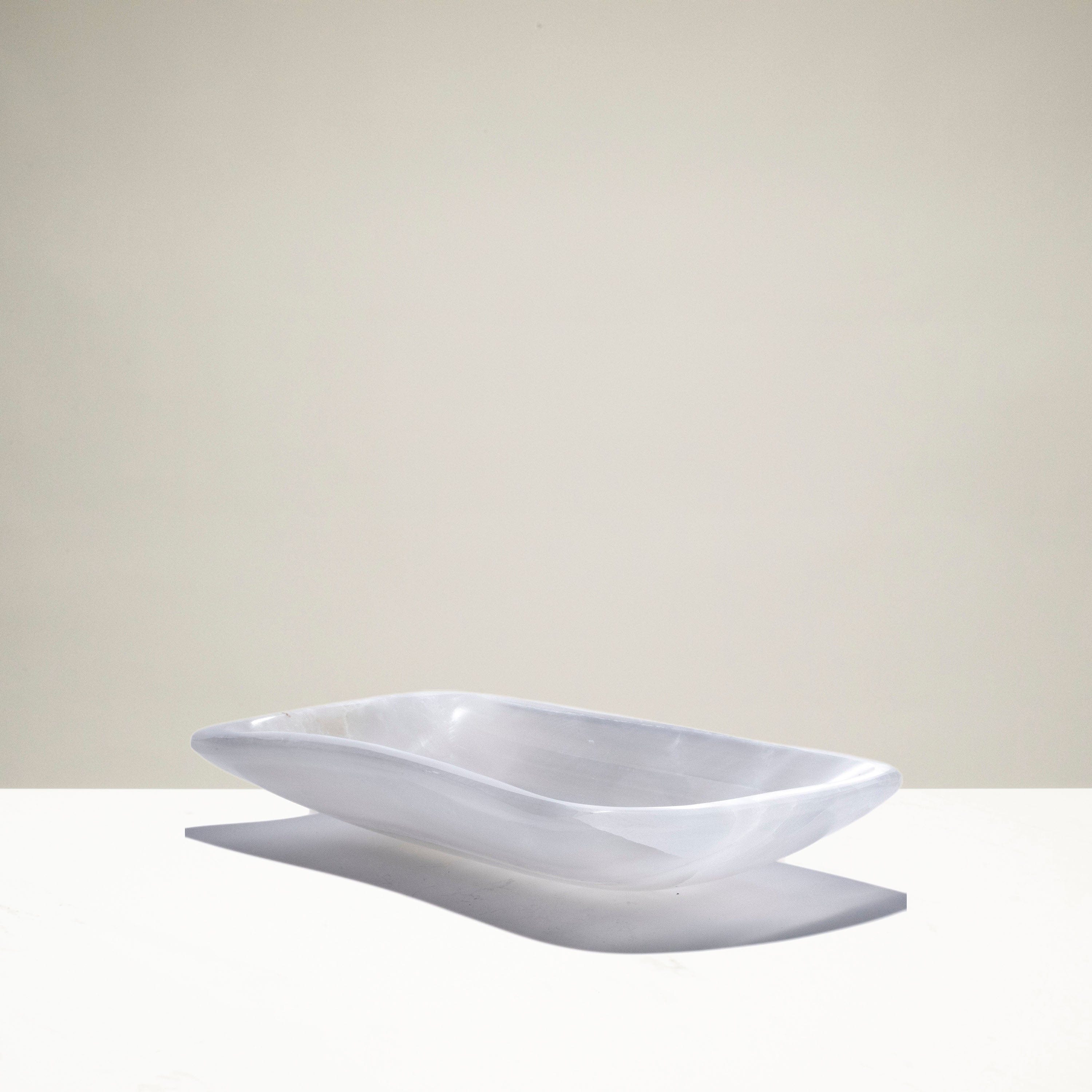 Kalifano Selenite Oval White Selenite Bowl from Morocco - 15" SB1200