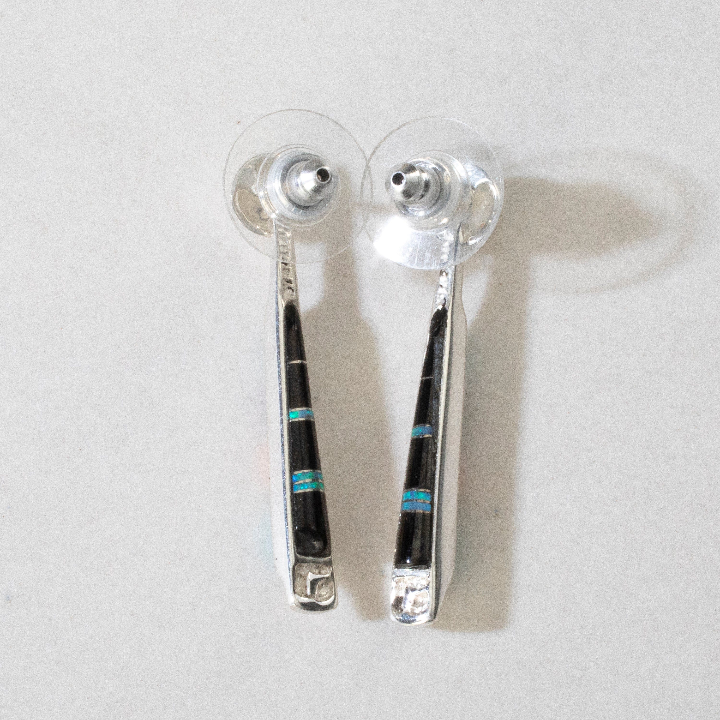 Kalifano Southwest Silver Jewelry Multi Gem & Black Onyx Reversible Dangle USA Handmade 925 Sterling Silver Earrings with Stud Backing NME.0905.MTBO