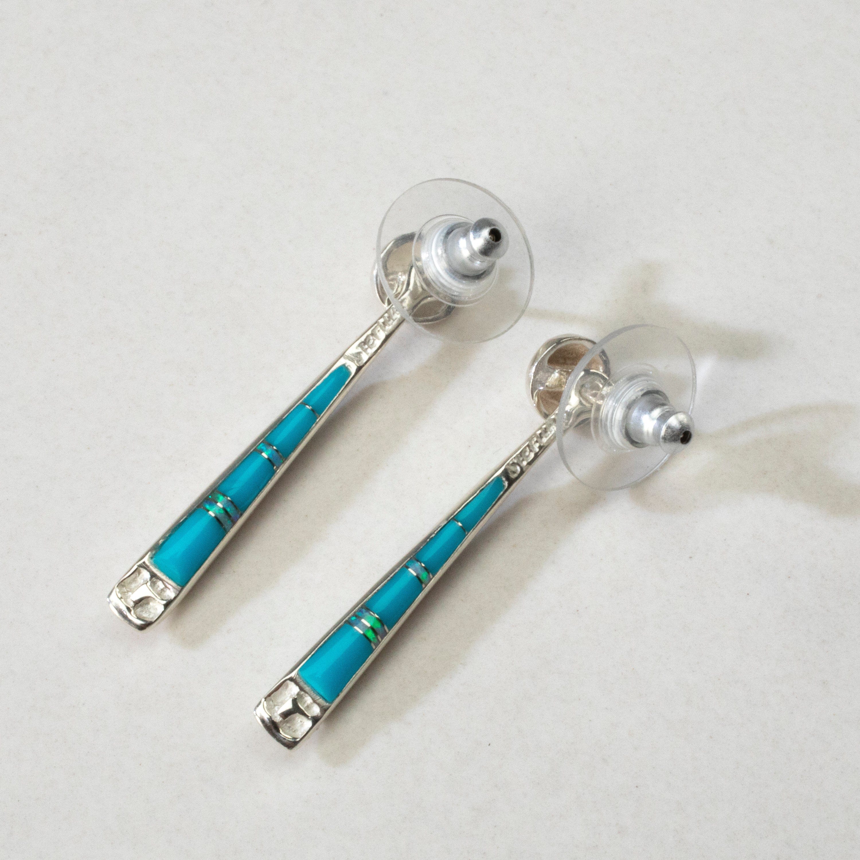 Kalifano Southwest Silver Jewelry Multi Gem & Turquoise Reversible Dangle USA Handmade 925 Sterling Silver Earrings with Stud Backing NME.0905.MTTQ