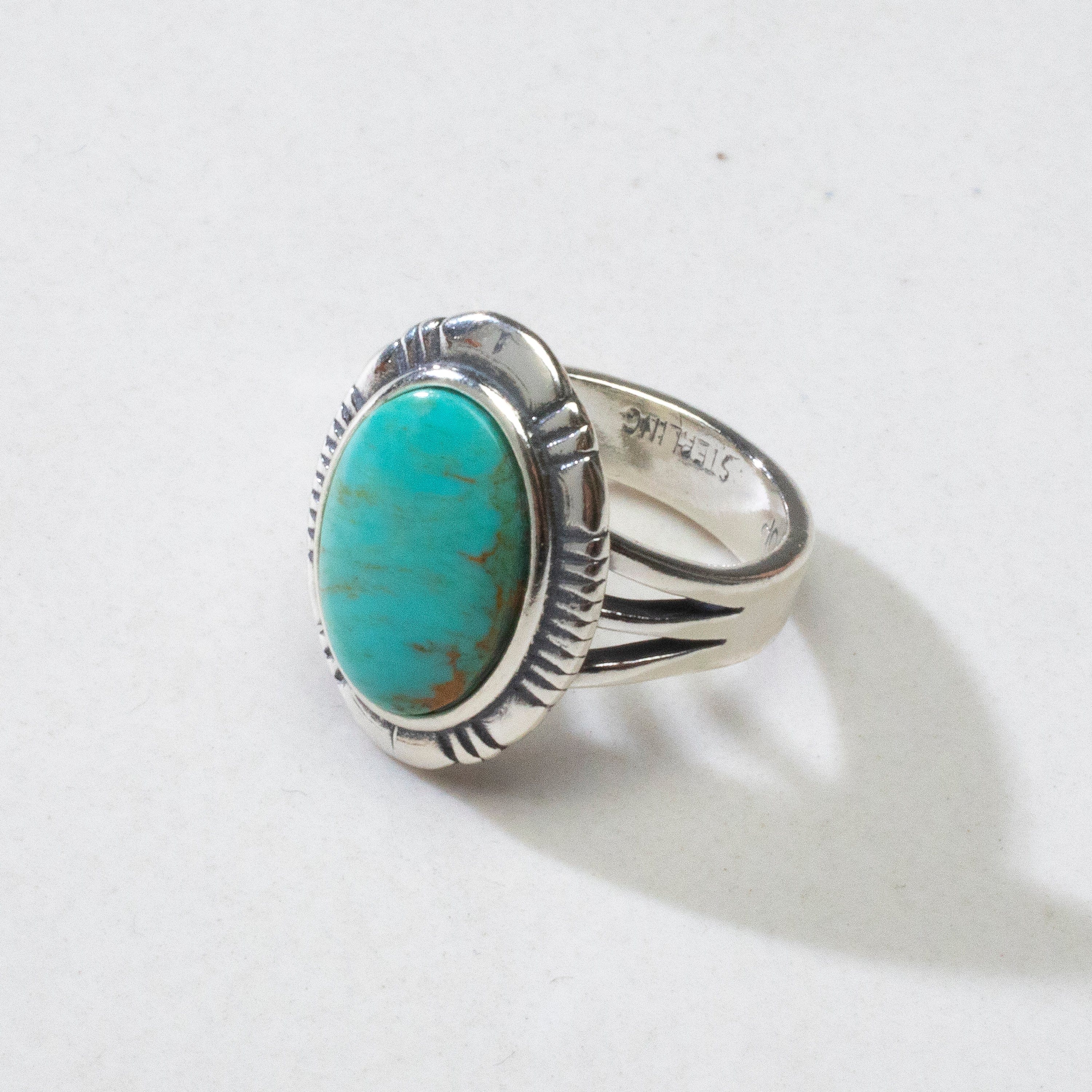 Kalifano Southwest Silver Jewelry Nevada Turquoise USA Handmade 925 Sterling Silver Ring