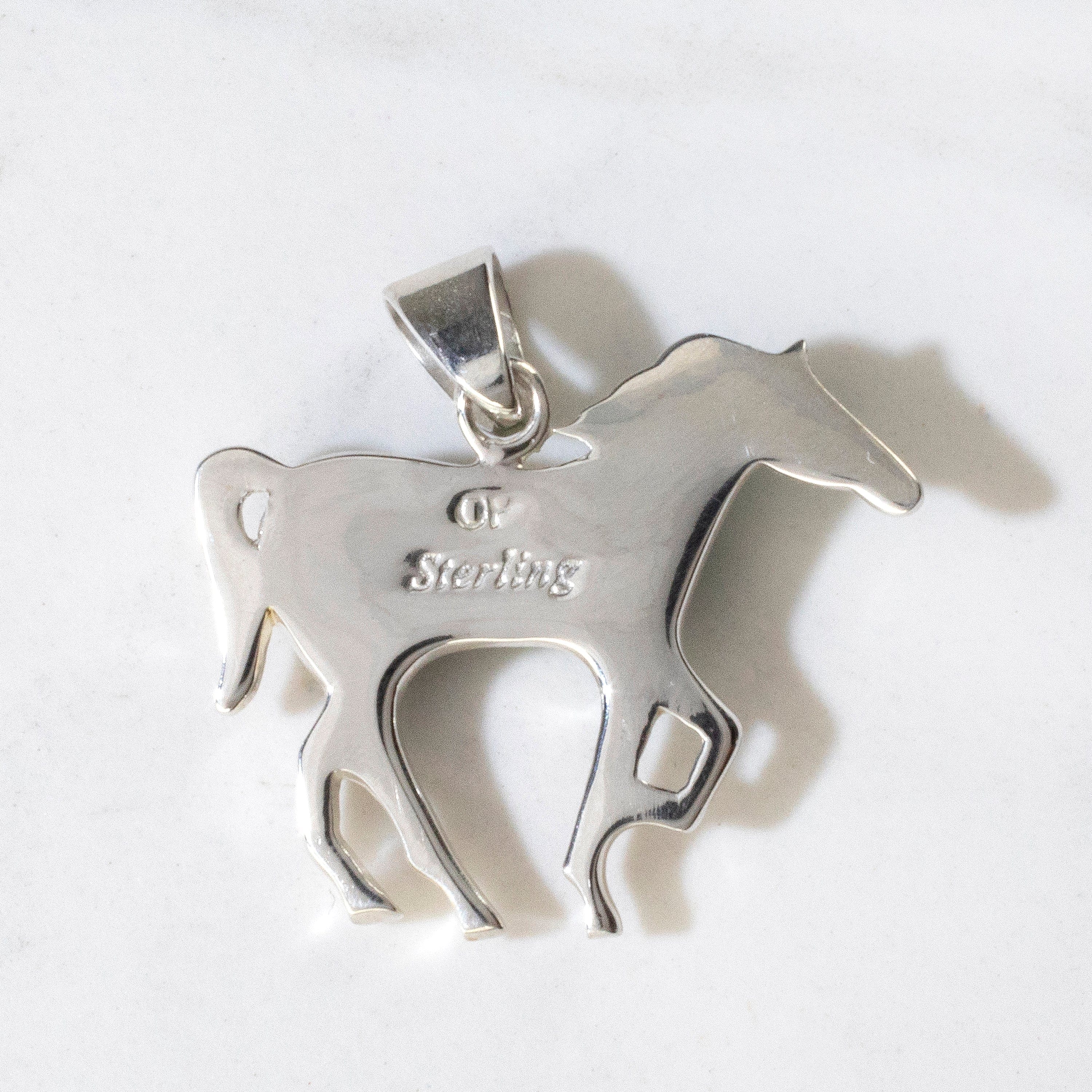 Kalifano Southwest Silver Jewelry Turquoise Horse USA Handmade 925 Sterling Silver Pendant NMN.1089.TQ