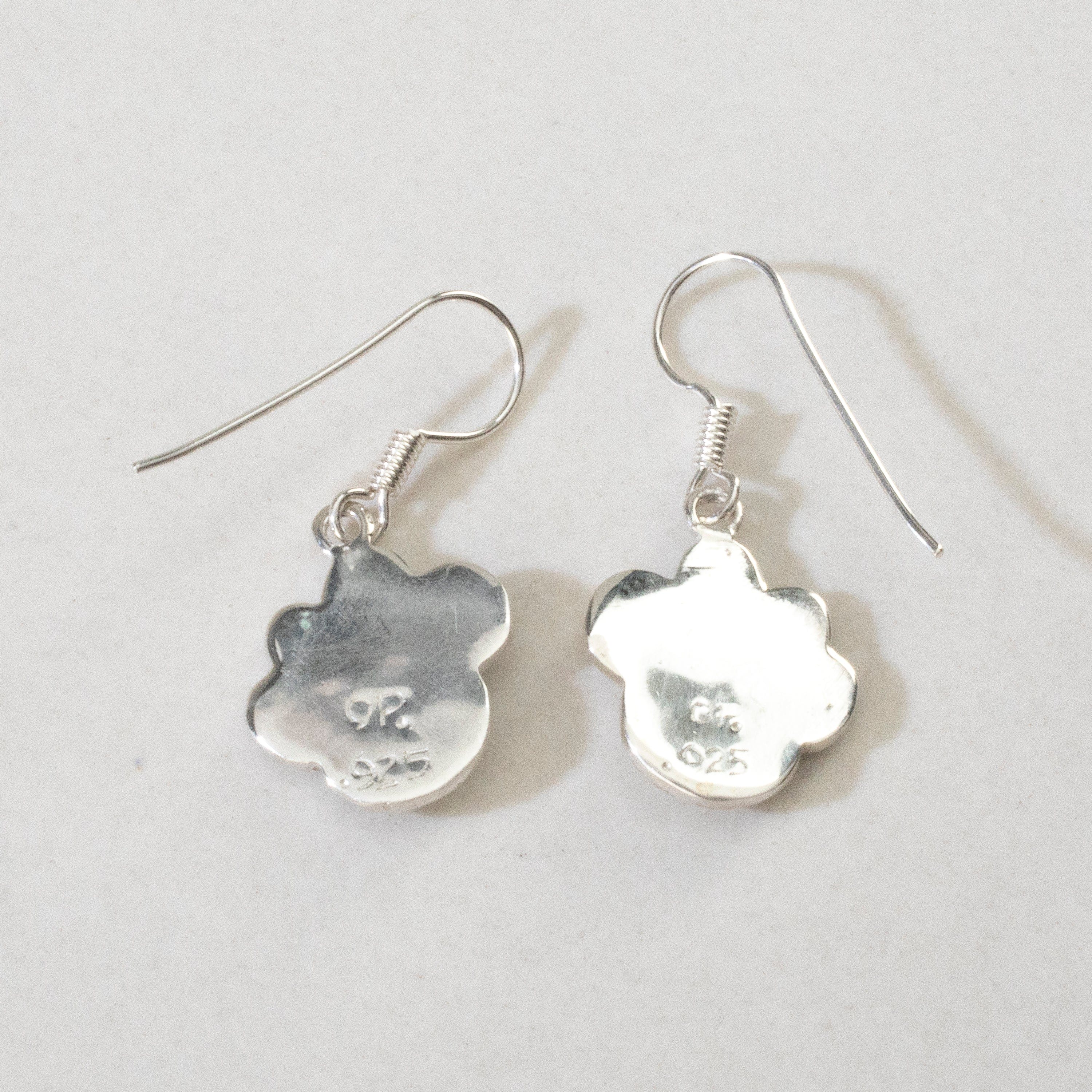 Kalifano Southwest Silver Jewelry White Buffalo Turquoise Dog Paw USA Handmade 925 Sterling Silver Earrings with Opal Accent & French Hook Backing NME.2364.WB