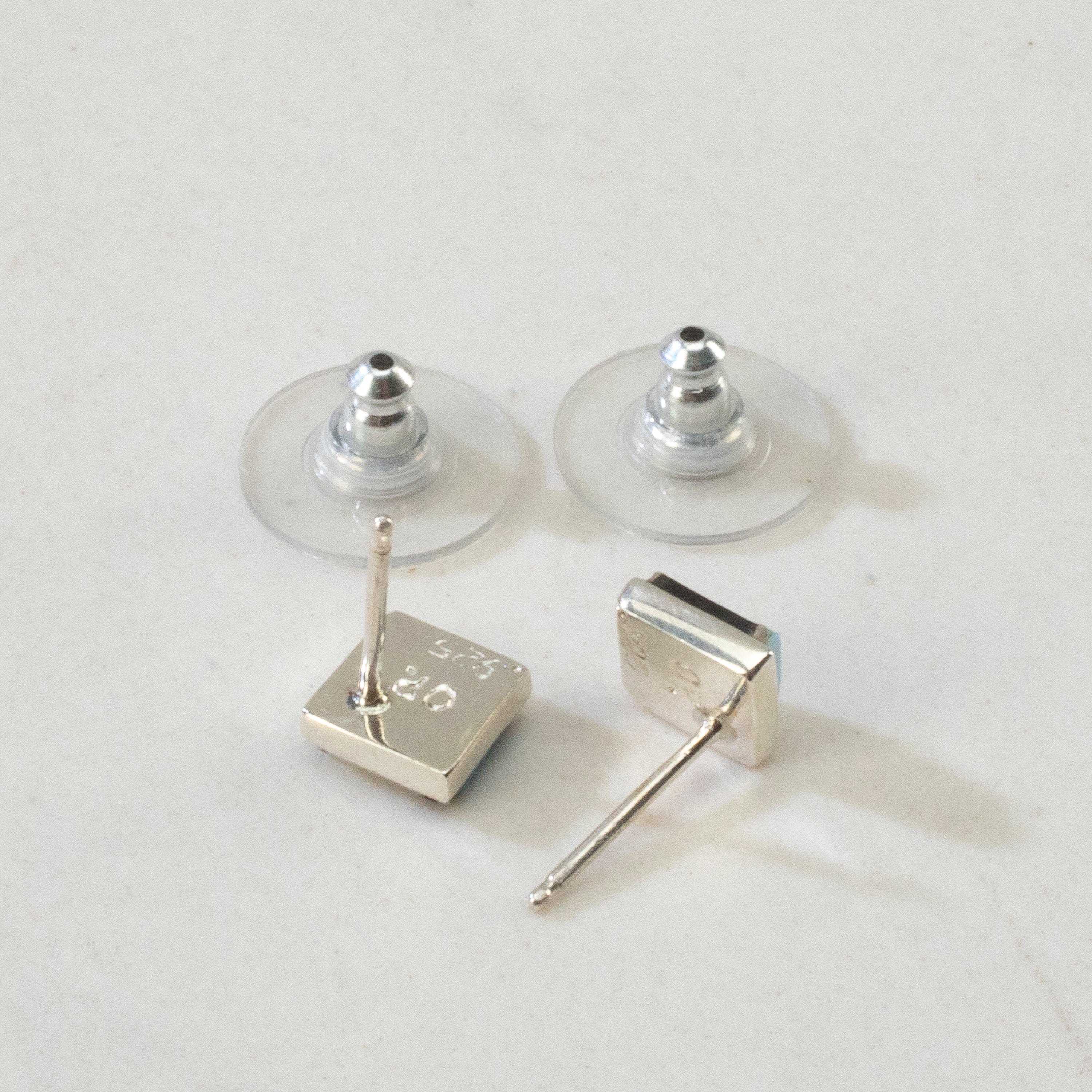 Kalifano Southwest Silver Jewelry White Buffalo Turquoise Square USA Handmade 925 Sterling Silver Earrings with Opal Accent & Stud Backing NME.2262.WB