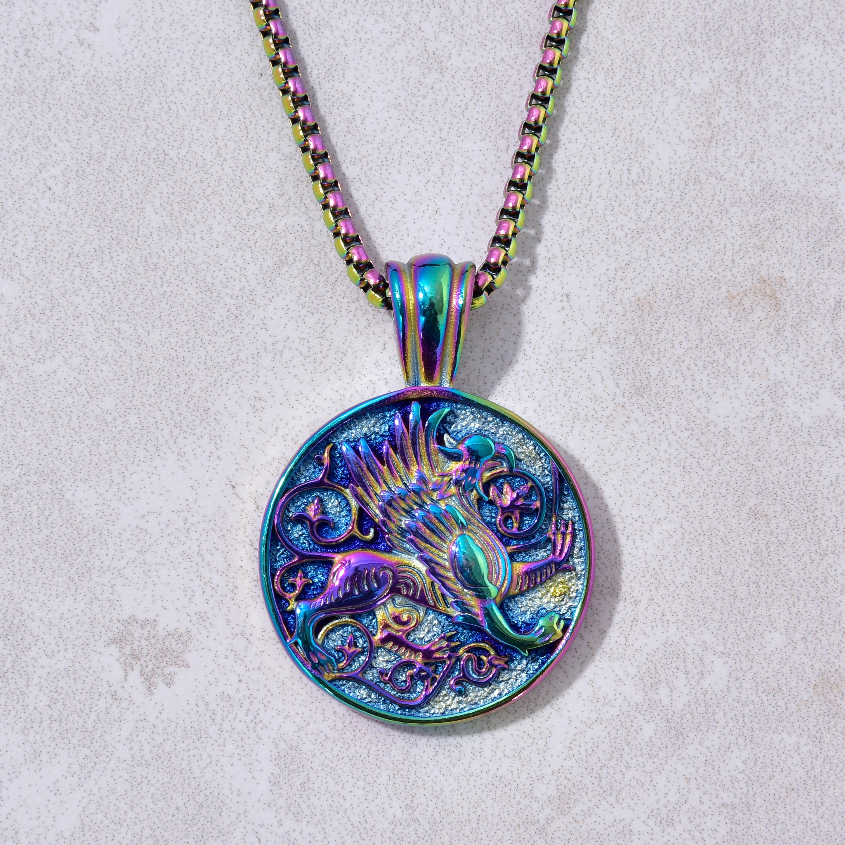 Kalifano Steel Hearts Jewelry Aurora Borealis Steel Hearts Necklace SHN534-AB